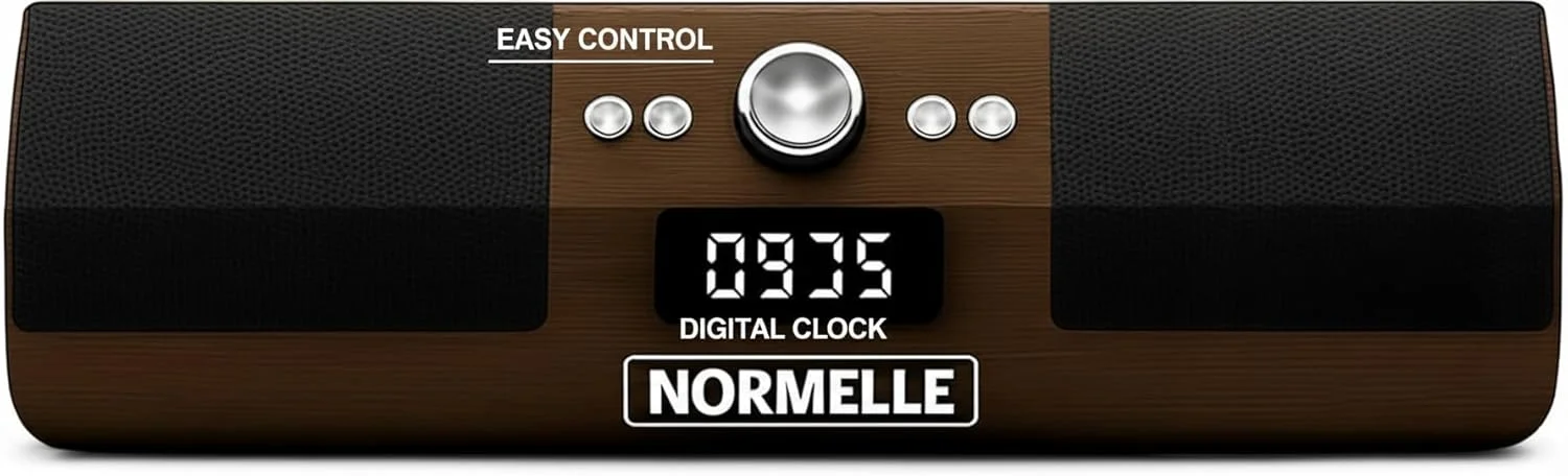 نوار صوتی کامپیوتر بی سیم Normelle PC - صدای فراگیر 2.1 کاناله 20 واتی با ساب ووفر داخلی - نوار صوتی بلوتوثی با کنترل از راه دور - AUX USB TF Card RCA - صفحه نمایش LCD