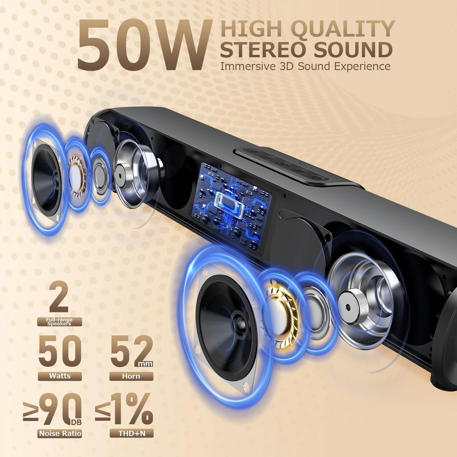 ساندبار تلویزیون، 50 وات - 16 اینچ ساندبار بلوتوث کوچک با ورودی HDMI(ARC)، اپتیکال، AUX و USB، ساندبار تلویزیون قابل نصب روی دیوار با کنترل از راه دور و صدای فراگیر برای تلویزیون هوشمند، کامپیوتر، بازی ساندبار تلویزیون، 50 وات - 16 اینچ ساندبار بلوتوث کوچک با ورودی HDMI(ARC)، اپتیکال، AUX و USB، ساندبار تلویزیون قابل نصب روی دیوار با کنترل از راه دور و صدای فراگیر برای تلویزیون هوشمند، کامپیوتر، بازی