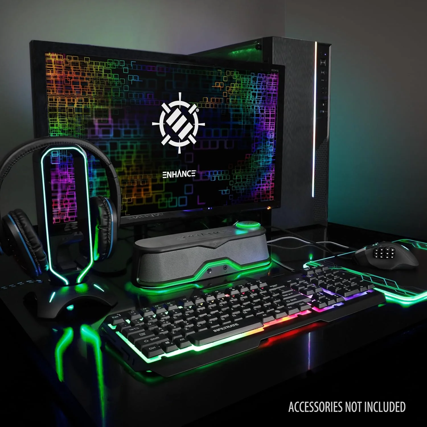 نوار صوتی کامپیوتر ENHANCE SB1 با کیفیت صدای بالا - نوار صوتی کامپیوتر با تغذیه USB، بلندگوی زیر مانیتور با توان خروجی 10 وات، کنترل صدا با LED، دارای خروجی هدست، نوار صوتی گیمینگ برای کامپیوتر نوار صوتی کامپیوتر ENHANCE SB1 با کیفیت صدای بالا - نوار صوتی کامپیوتر با تغذیه USB، بلندگوی زیر مانیتور با توان خروجی 10 وات، کنترل صدا با LED، دارای خروجی هدست، نوار صوتی گیمینگ برای کامپیوتر