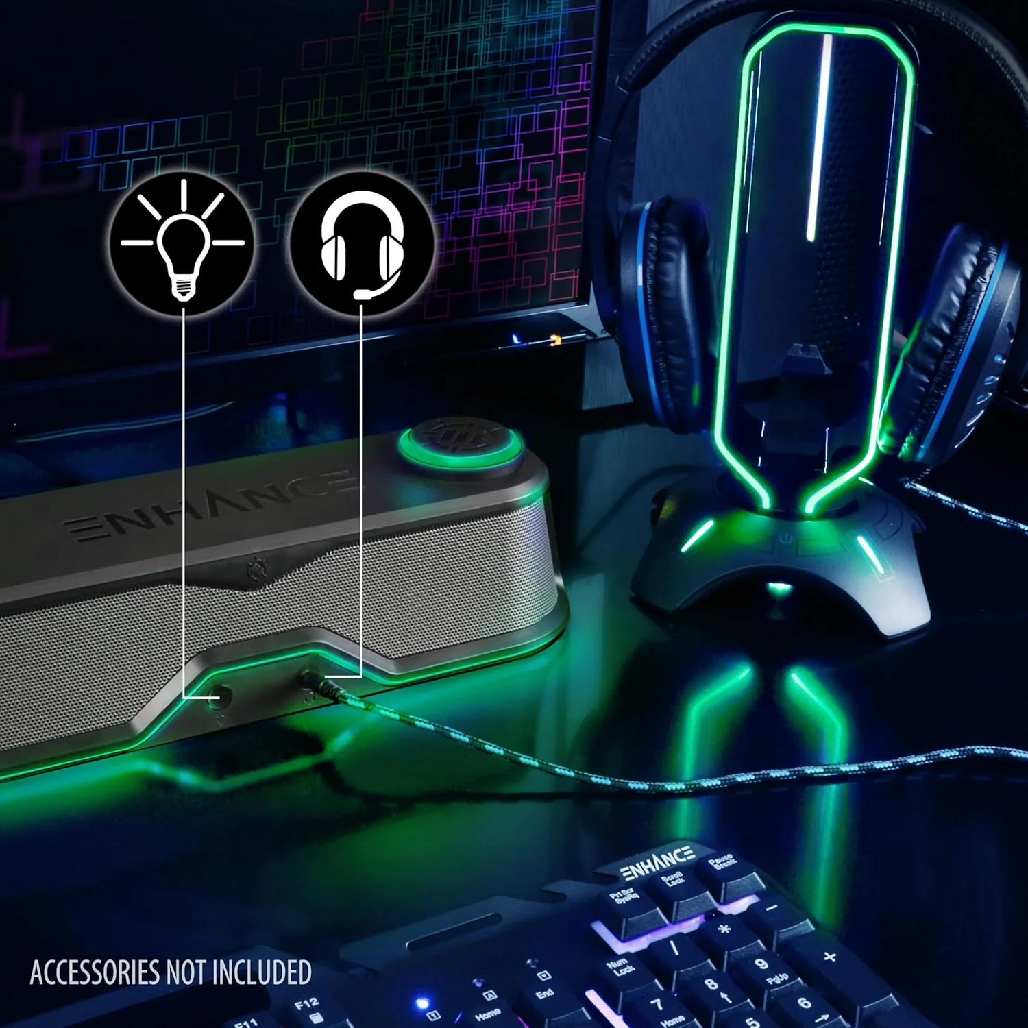 نوار صوتی کامپیوتر ENHANCE SB1 با کیفیت صدای بالا - نوار صوتی کامپیوتر با تغذیه USB، بلندگوی زیر مانیتور با توان خروجی 10 وات، کنترل صدا با LED، دارای خروجی هدست، نوار صوتی گیمینگ برای کامپیوتر نوار صوتی کامپیوتر ENHANCE SB1 با کیفیت صدای بالا - نوار صوتی کامپیوتر با تغذیه USB، بلندگوی زیر مانیتور با توان خروجی 10 وات، کنترل صدا با LED، دارای خروجی هدست، نوار صوتی گیمینگ برای کامپیوتر