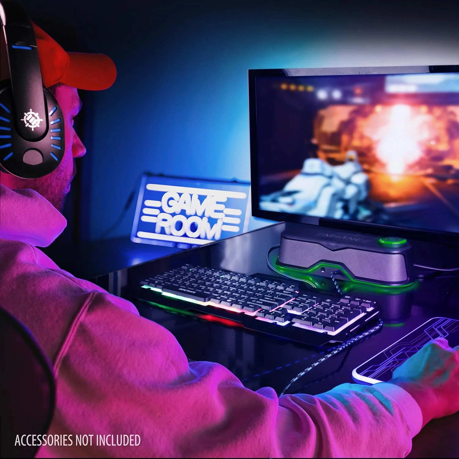 نوار صوتی کامپیوتر ENHANCE SB1 با کیفیت صدای بالا - نوار صوتی کامپیوتر با تغذیه USB، بلندگوی زیر مانیتور با توان خروجی 10 وات، کنترل صدا با LED، دارای خروجی هدست، نوار صوتی گیمینگ برای کامپیوتر نوار صوتی کامپیوتر ENHANCE SB1 با کیفیت صدای بالا - نوار صوتی کامپیوتر با تغذیه USB، بلندگوی زیر مانیتور با توان خروجی 10 وات، کنترل صدا با LED، دارای خروجی هدست، نوار صوتی گیمینگ برای کامپیوتر