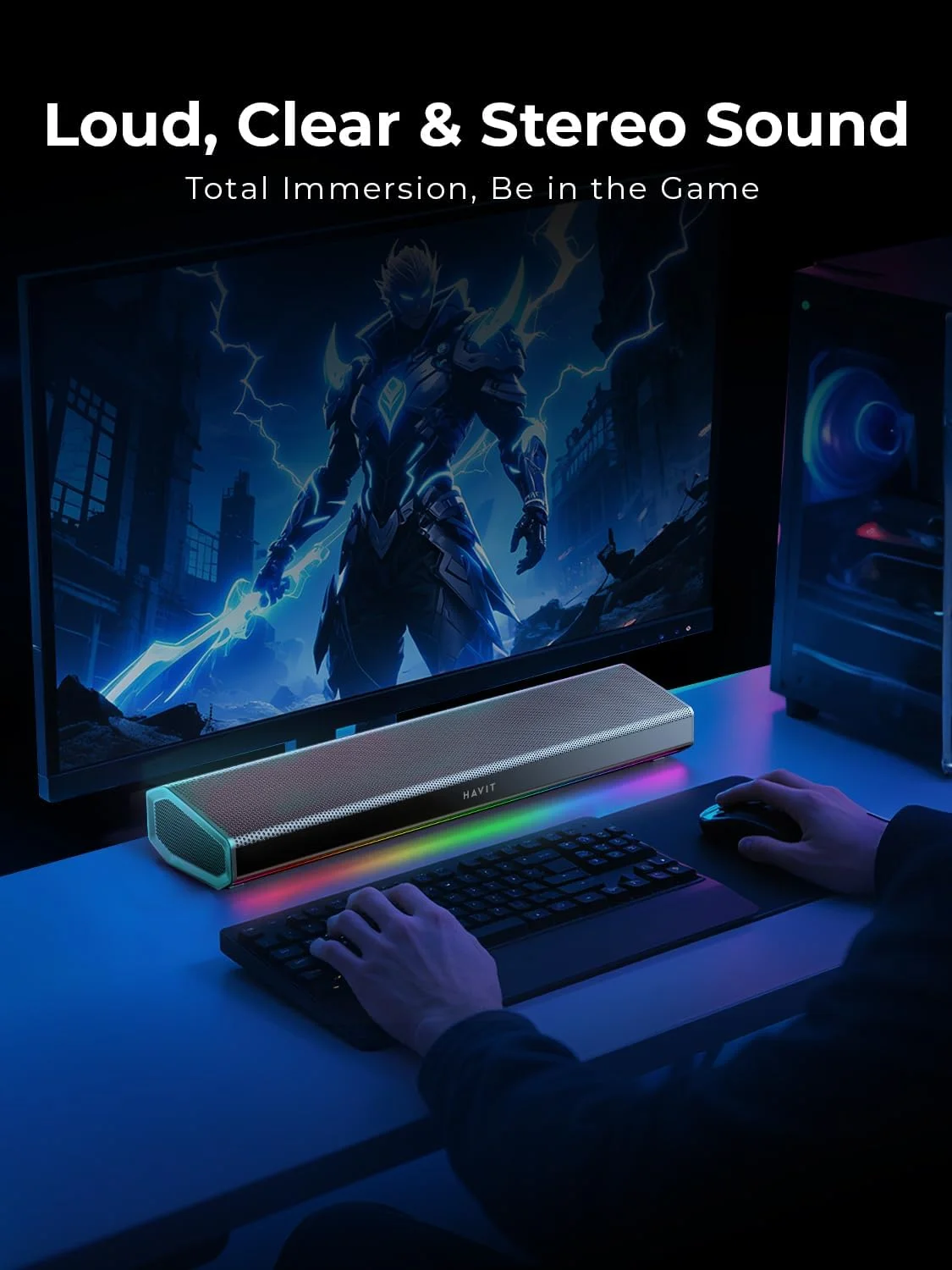 اسپیکر کامپیوتر Havit برای رایانه شخصی رومیزی، ساندبار بلوتوث 5.3 با نور LED پویا، استریو HiFi، اسپیکر بلوتوث قابل حمل، اسپیکر گیمینگ برای رایانه شخصی، لپ تاپ، تبلت اسپیکر کامپیوتر Havit برای رایانه شخصی رومیزی، ساندبار بلوتوث 5.3 با نور LED پویا، استریو HiFi، اسپیکر بلوتوث قابل حمل، اسپیکر گیمینگ برای رایانه شخصی، لپ تاپ، تبلت