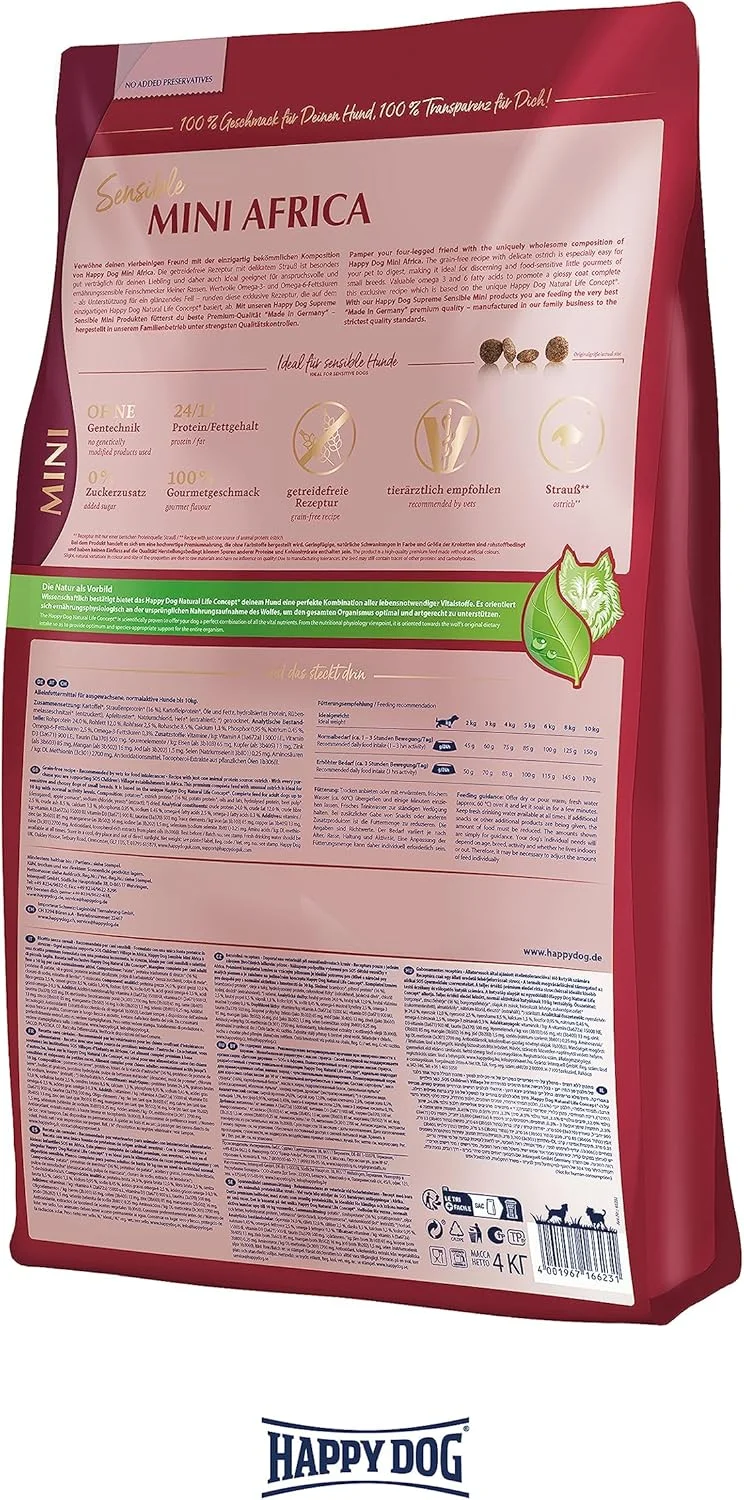 غذای خشک سگ هپی داگ Sens Mini Africa وزن 800 گرم