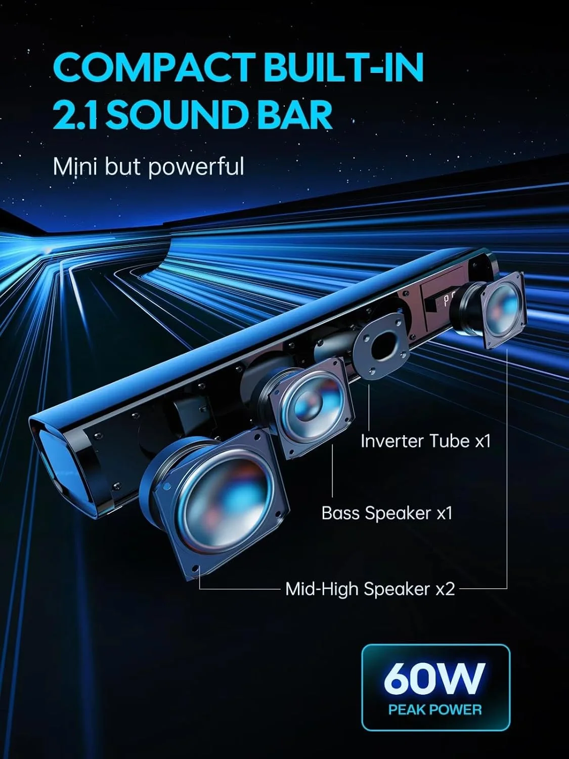 مِووستو ساندبار برای تلویزیون، کامپیوتر، ساندبار گیمینگ مینی 60 وات 2.1 کاناله با ساب ووفر یکپارچه، اسپیکر کامپیوتر با USB Digital Audio/BT5.4/Optical/AUX، تقویت صدا، 3 اکولایزر سازگار با کنسول های بازی 40 سانتی متر مِووستو ساندبار برای تلویزیون، کامپیوتر، ساندبار گیمینگ مینی 60 وات 2.1 کاناله با ساب ووفر یکپارچه، اسپیکر کامپیوتر با USB Digital Audio/BT5.4/Optical/AUX، تقویت صدا، 3 اکولایزر سازگار با کنسول های بازی 40 سانتی متر