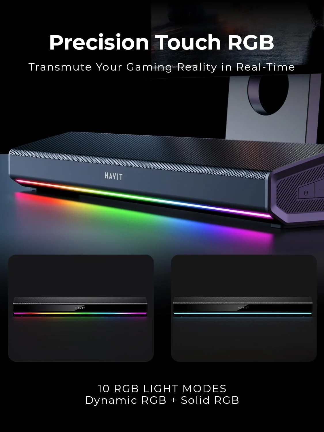 اسپیکر کامپیوتر Havit برای رایانه شخصی رومیزی، ساندبار بلوتوث 5.3 با نور LED پویا، استریو HiFi، اسپیکر بلوتوث قابل حمل، اسپیکر گیمینگ برای رایانه شخصی، لپ تاپ، تبلت اسپیکر کامپیوتر Havit برای رایانه شخصی رومیزی، ساندبار بلوتوث 5.3 با نور LED پویا، استریو HiFi، اسپیکر بلوتوث قابل حمل، اسپیکر گیمینگ برای رایانه شخصی، لپ تاپ، تبلت