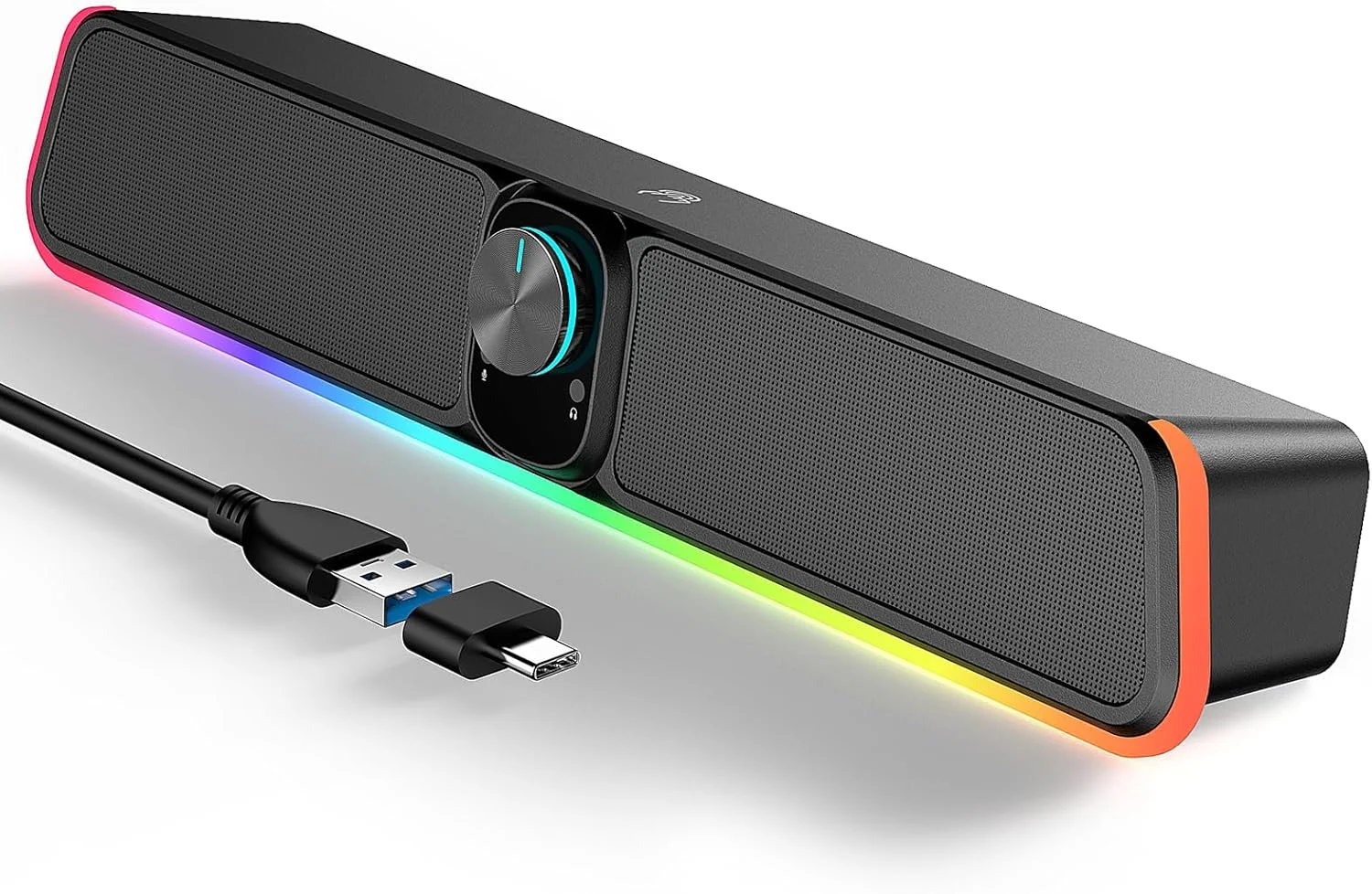 اسپیکر کامپیوتر رومیزی - ساندبار بلوتوثی USB با سیم با RGB و دکمه تنظیم صدا، اسپیکر ساندبار گیمینگ استریو HiFi قابل حمل برای مانیتور رومیزی، کامپیوتر شخصی، لپ تاپ، تبلت، مک ایر/پرو اسپیکر کامپیوتر رومیزی - ساندبار بلوتوثی USB با سیم با RGB و دکمه تنظیم صدا، اسپیکر ساندبار گیمینگ استریو HiFi قابل حمل برای مانیتور رومیزی، کامپیوتر شخصی، لپ تاپ، تبلت، مک ایر/پرو