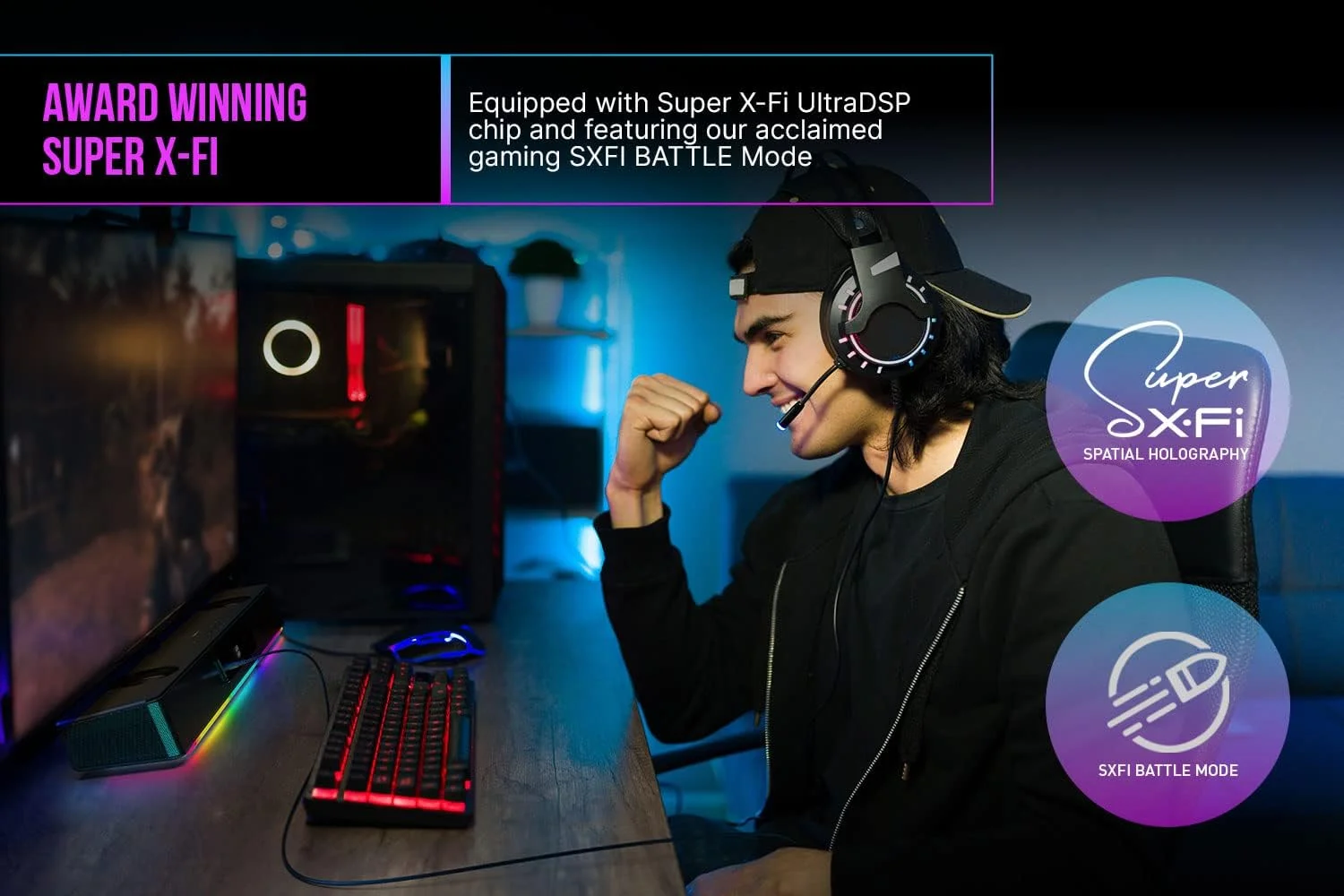 ساندبار گیمینگ چند کاناله 5.1 کریتیو Sound Blaster Katana V2X با ساب ووفر فشرده، توان خروجی حداکثر 180 وات، طراحی 5 درایور Tri-Amplified، فناوری Super X-Fi و نورپردازی RGB ساندبار گیمینگ چند کاناله 5.1 کریتیو Sound Blaster Katana V2X با ساب ووفر فشرده، توان خروجی حداکثر 180 وات، طراحی 5 درایور Tri-Amplified، فناوری Super X-Fi و نورپردازی RGB