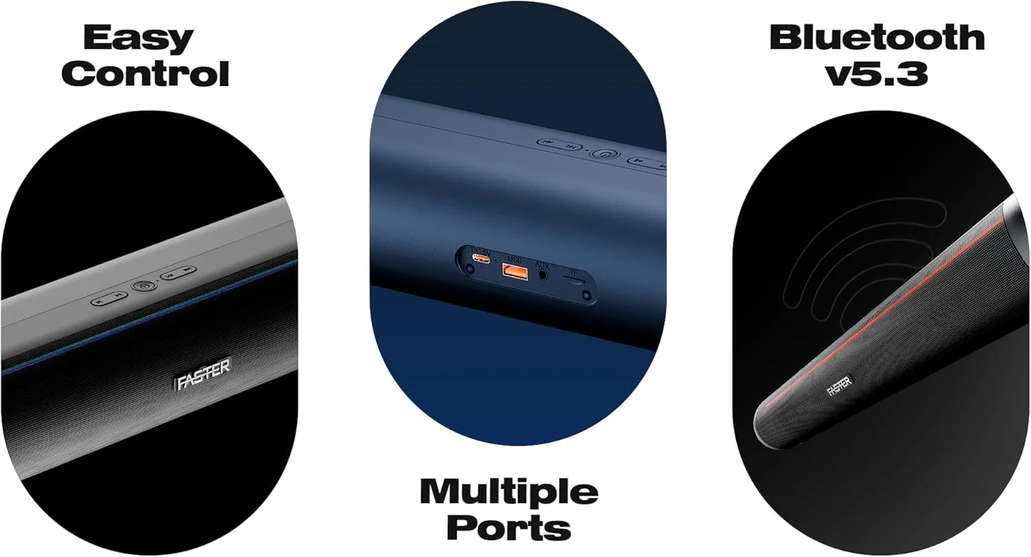 اسپیکر بلوتوثی قابل حمل Faster Nexon Z30 با توان 30 وات - اسپیکر بی سیم برای کامپیوتر، لپ تاپ، تلویزیون، تلفن هوشمند، تبلت - مینی سینمای خانگی با نورپردازی RGB - پشتیبانی از کارت USB/Aux/TF - اتصال آسان و سریع - صدای عمیق و قدرتمند (آبی) اسپیکر بلوتوثی قابل حمل Faster Nexon Z30 با توان 30 وات - اسپیکر بی سیم برای کامپیوتر، لپ تاپ، تلویزیون، تلفن هوشمند، تبلت - مینی سینمای خانگی با نورپردازی RGB - پشتیبانی از کارت USB/Aux/TF - اتصال آسان و سریع - صدای عمیق و قدرتمند (آبی)