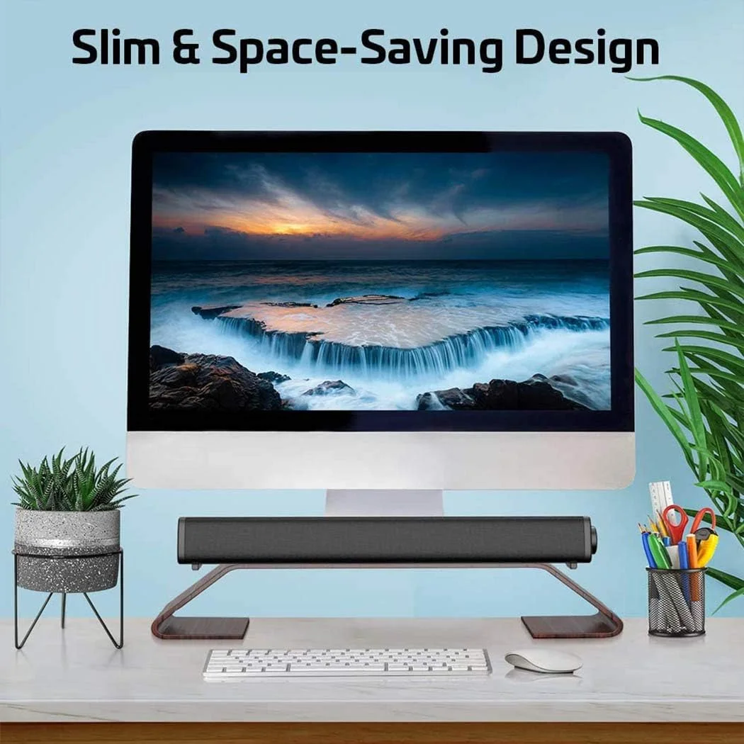 اسپیکر ساندبار کامپیوتر AMERTEER، سیمی و بلوتوث بی سیم، بلندگوهای کامپیوتر با کنترل از راه دور، ساندبار استریو تئاتر خانگی USB قابل حمل برای لپ تاپ رومیزی تلویزیون تلفن همراه MP4 [RCA, AUX] (مشکی)