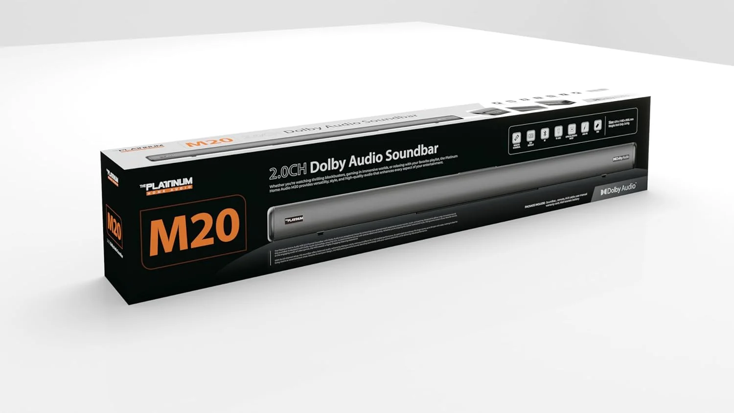 ساندبار 2.0 کاناله دالبی آدیو Platinum Karaoke M20 با بلندگوی Bass Reflex، توییتر یکپارچه و بلوتوث، نصب آسان، جمع و جور، مناسب برای استفاده در منزل و محل کار با صدای واضح ساندبار 2.0 کاناله دالبی آدیو Platinum Karaoke M20 با بلندگوی Bass Reflex، توییتر یکپارچه و بلوتوث، نصب آسان، جمع و جور، مناسب برای استفاده در منزل و محل کار با صدای واضح