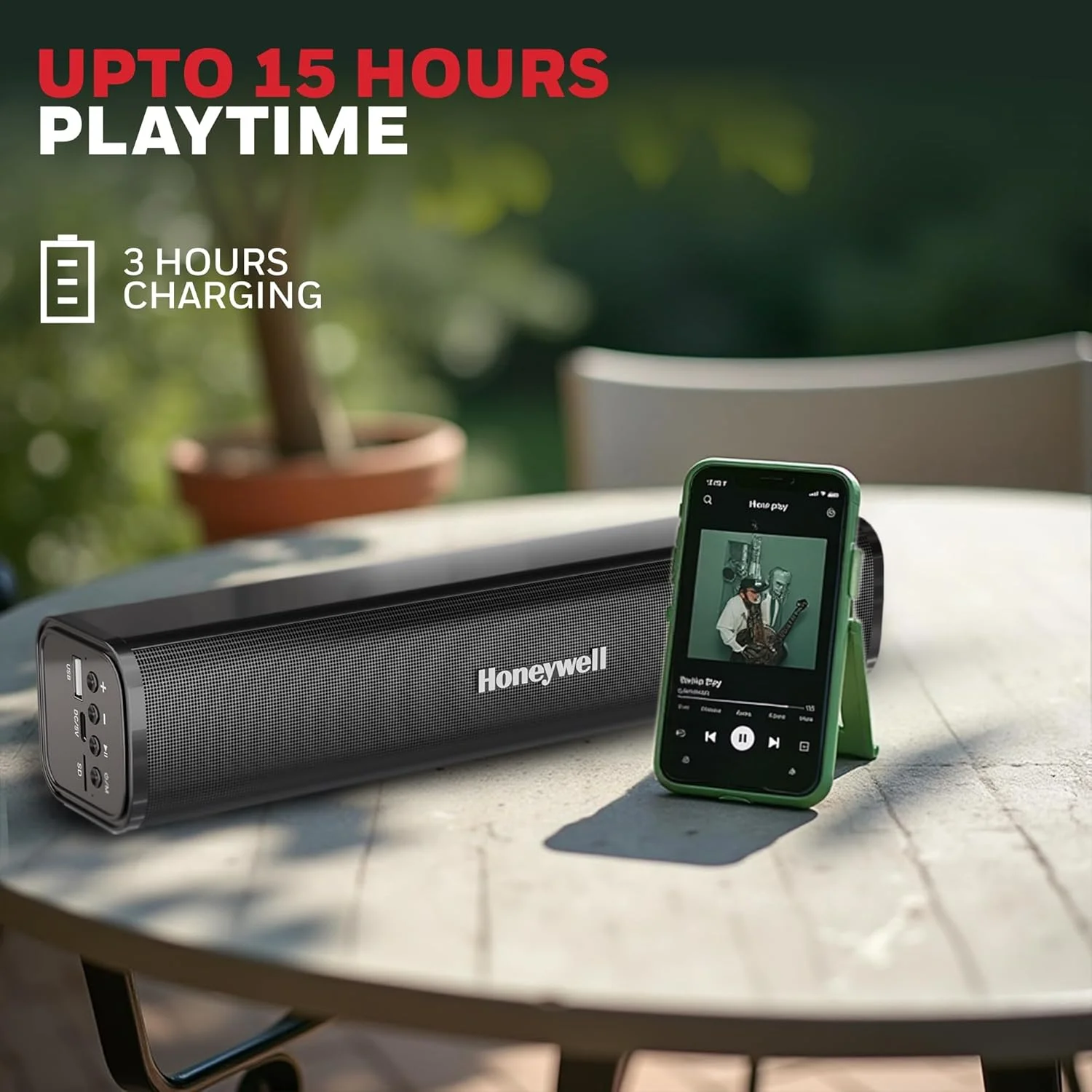 هانیول Moxie V1000 ساندبار بلوتوثی بی سیم 10 واتی 2.0 کاناله V5.0، صدای استریو 5.0، 2 درایور 52 میلی متری، 15 ساعت پخش، TWS، باتری 1200 میلی آمپر ساعتی، اتصال چندگانه از طریق کارت SD، جک صوتی و USB هانیول Moxie V1000 ساندبار بلوتوثی بی سیم 10 واتی 2.0 کاناله V5.0، صدای استریو 5.0، 2 درایور 52 میلی متری، 15 ساعت پخش، TWS، باتری 1200 میلی آمپر ساعتی، اتصال چندگانه از طریق کارت SD، جک صوتی و USB