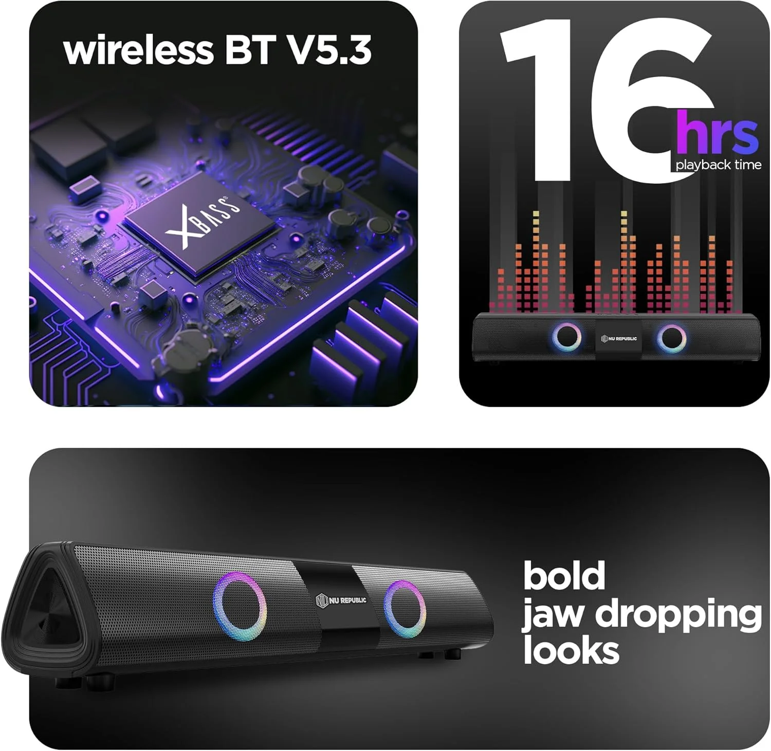 نوار صوتی بلوتوثی نو ریپابلیک پارتی باکس 20 با فناوری X-Bass، درایورهای دینامیک 52 میلیمتری، تا 16 ساعت پخش، چراغهای الایدی RGB چندگانه، خروجی 20 وات (مشکی، 2.0 کانال) نوار صوتی بلوتوثی نو ریپابلیک پارتی باکس 20 با فناوری X-Bass، درایورهای دینامیک 52 میلیمتری، تا 16 ساعت پخش، چراغهای الایدی RGB چندگانه، خروجی 20 وات (مشکی، 2.0 کانال)