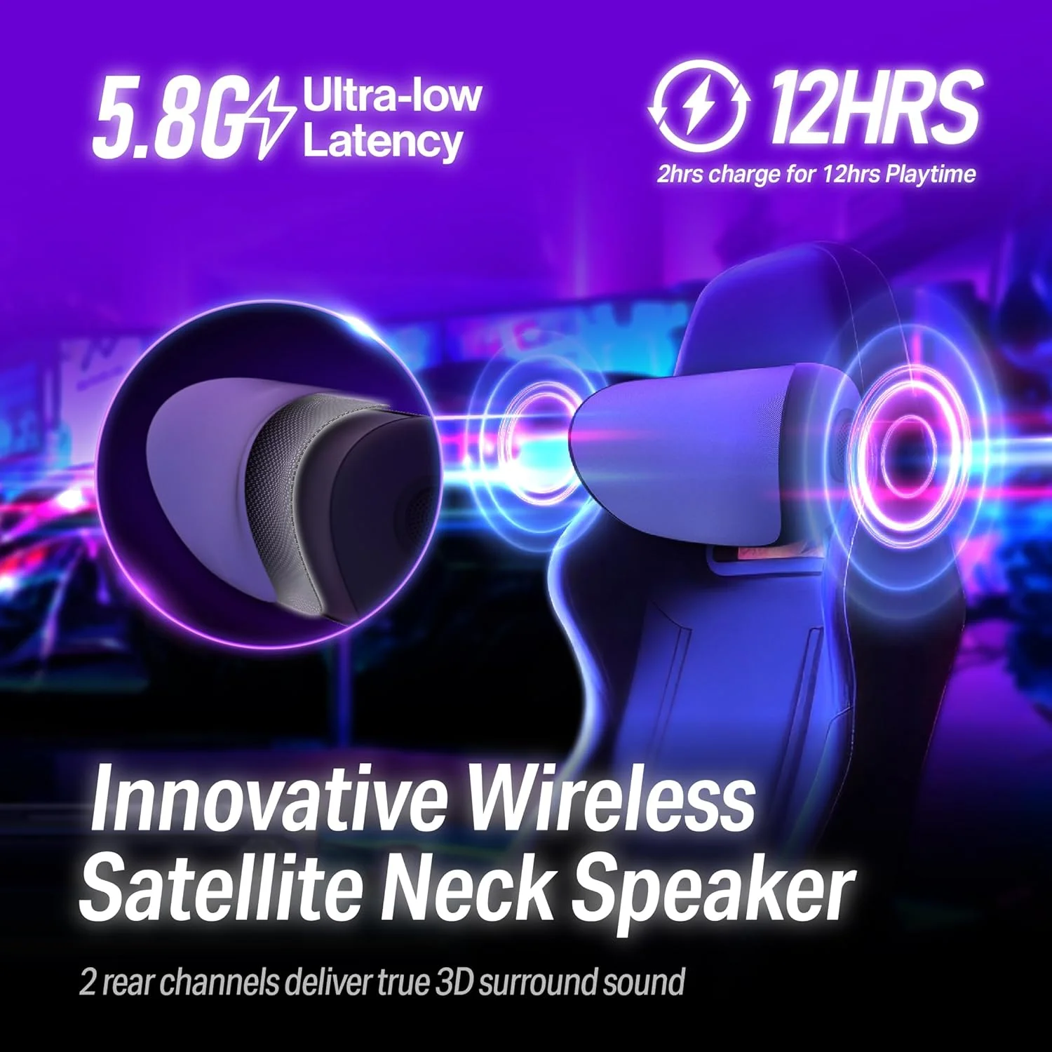 ساندبار گیمینگ OXS Thunder Pro+ با بلندگوی گردنی ماهواره ای بی سیم، سیستم صدای فراگیر 7.1.2 Dolby Atmos، ساب ووفر داخلی، سفارشی سازی برنامه، جلوه های RGB، 3 حالت Pro Gamer، طراحی شیک