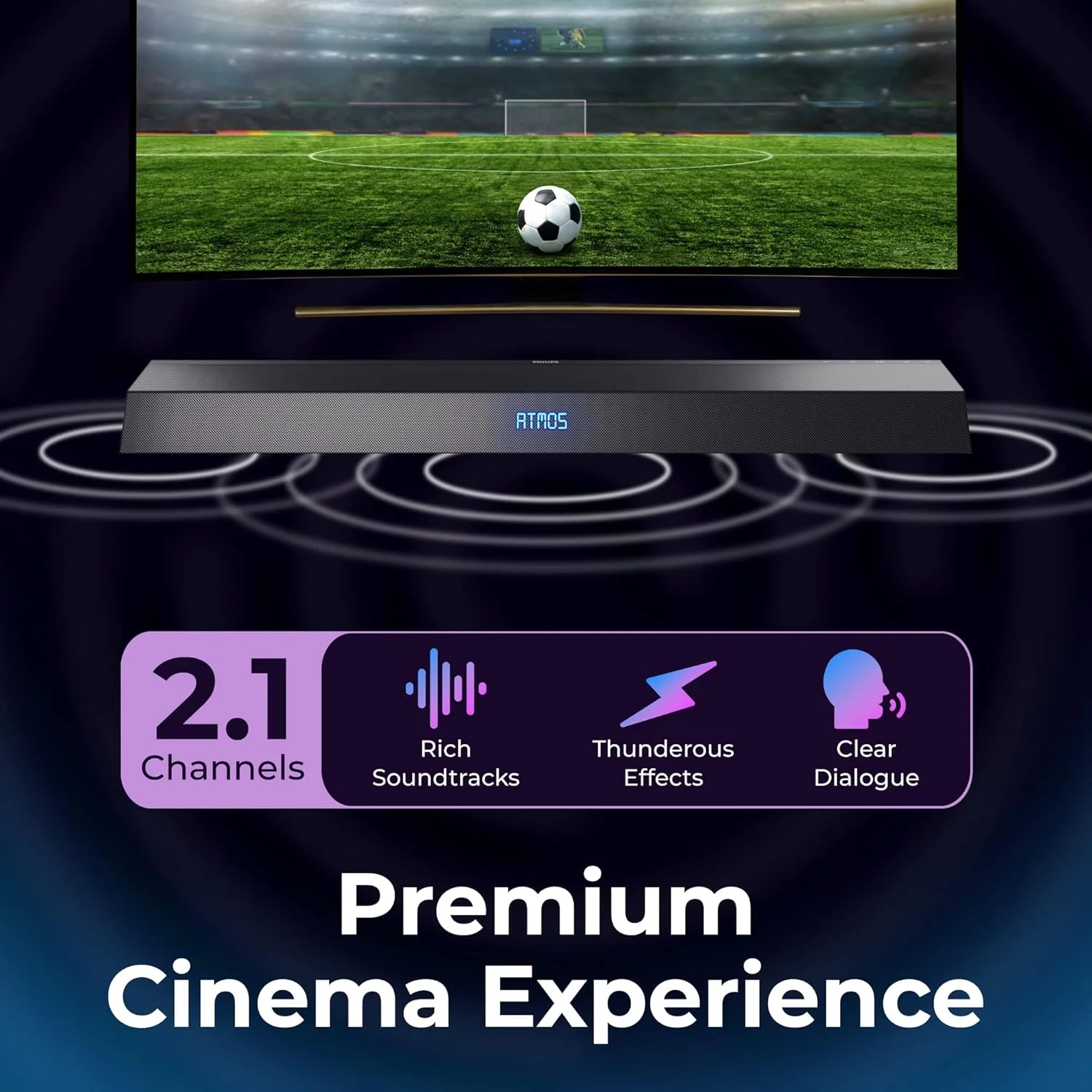 ساندبار فیلیپس B8405/10 با ساب ووفر بی سیم (2.1 کانال، بلوتوث، 240 وات، Dolby Atmos سینمایی، Hdmi Earc، سازگار با Dts Play-Fi، اتصال به دستیارهای صوتی) 2020/2021، خاکستری تیره ساندبار فیلیپس B8405/10 با ساب ووفر بی سیم (2.1 کانال، بلوتوث، 240 وات، Dolby Atmos سینمایی، Hdmi Earc، سازگار با Dts Play-Fi، اتصال به دستیارهای صوتی) 2020/2021، خاکستری تیره