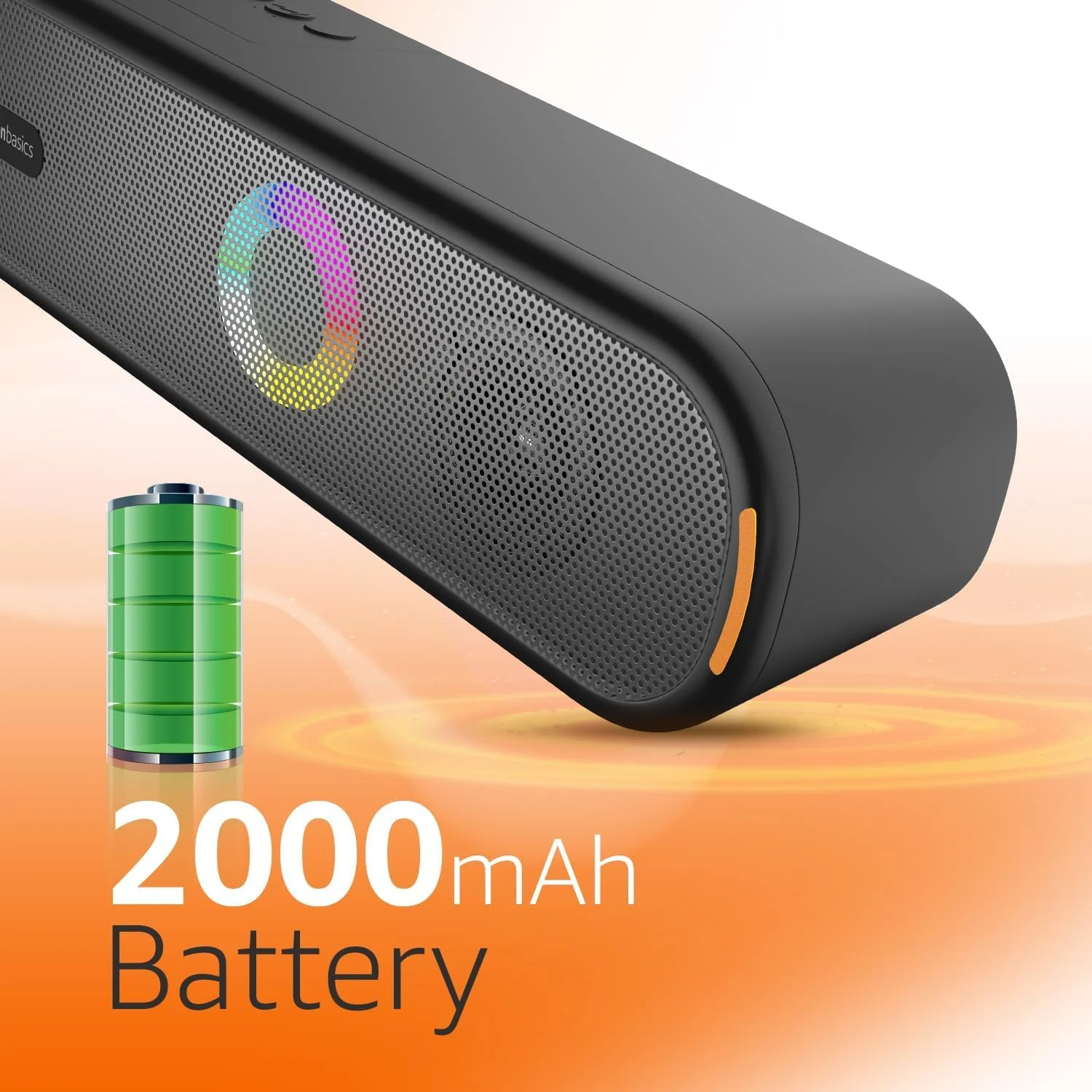 ساندبار بلوتوثی Basics ABSBX12RGB، 16 وات، چراغ های RGB، باتری 2000 میلی آمپر ساعتی، 10 ساعت پخش، مشکی (بازسازی شده) ساندبار بلوتوثی Basics ABSBX12RGB، 16 وات، چراغ های RGB، باتری 2000 میلی آمپر ساعتی، 10 ساعت پخش، مشکی (بازسازی شده)