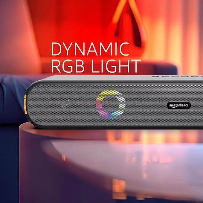 ساندبار بلوتوثی Basics ABSBX12RGB، 16 وات، چراغ های RGB، باتری 2000 میلی آمپر ساعتی، 10 ساعت پخش، مشکی (بازسازی شده) ساندبار بلوتوثی Basics ABSBX12RGB، 16 وات، چراغ های RGB، باتری 2000 میلی آمپر ساعتی، 10 ساعت پخش، مشکی (بازسازی شده)