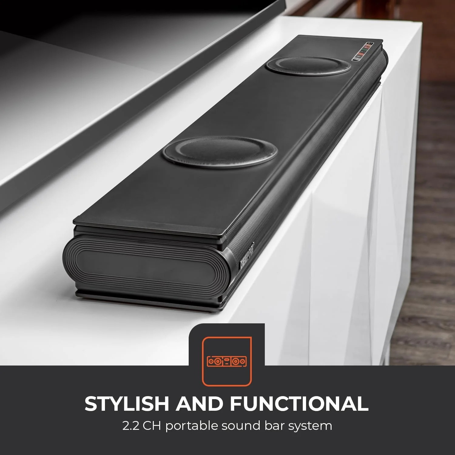 سیستم ساندبار قابل حمل Geepas GMS11152 مدل 2.2 کاناله با 2 ساب ووفر داخلی با فناوری صدای سه بعدی USB/AUX/BT/HDMI/ریموت شامل اتصال به تلویزیون، موبایل، لپ تاپ و غیره، مشکی سیستم ساندبار قابل حمل Geepas GMS11152 مدل 2.2 کاناله با 2 ساب ووفر داخلی با فناوری صدای سه بعدی USB/AUX/BT/HDMI/ریموت شامل اتصال به تلویزیون، موبایل، لپ تاپ و غیره، مشکی