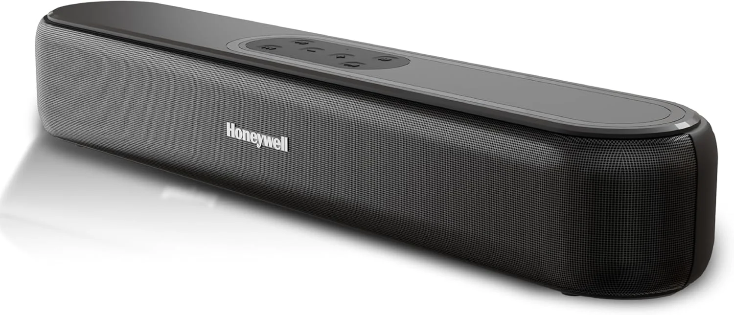 ساندبار Honeywell New Launch Moxie V3000 با صدای استریو بی سیم 30 واتی، بیس عمیق، BT v5.3+EDR، 12 ساعت پخش، درایورهای دوگانه 57 میلی متری، حالت ورودی - AUX، USB، HDMI/ARC