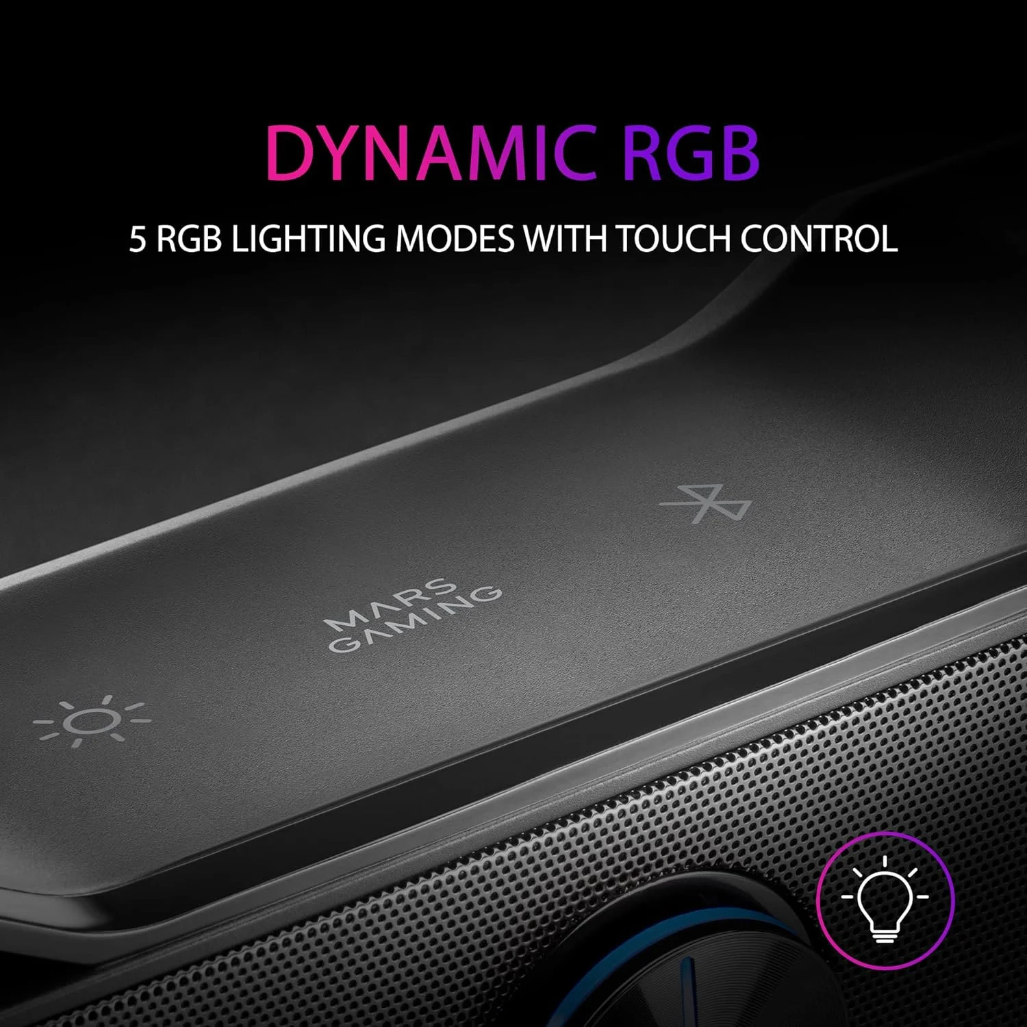 نوار صوتی گیمینگ مارس گیمینگ MSBX مشکی، RGB، بلوتوث 5.0 + جک 3.5، صدای DSP 10 وات نوار صوتی گیمینگ مارس گیمینگ MSBX مشکی، RGB، بلوتوث 5.0 + جک 3.5، صدای DSP 10 وات