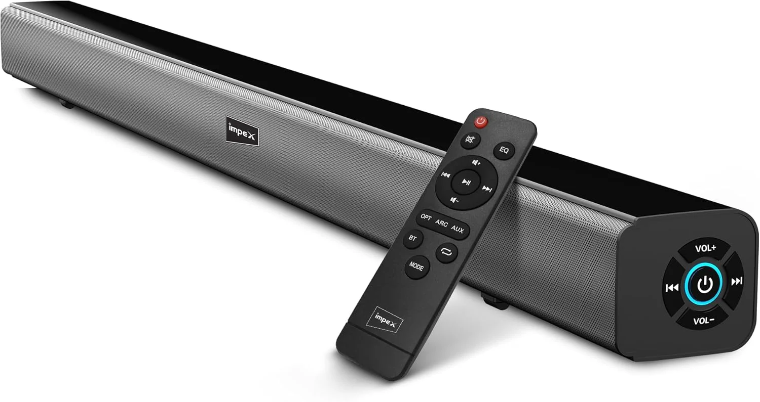 ایمپکس ساندبار 2.0 کاناله 30 وات، همراه با ریموت کنترل، نمایشگر LED، ساندبار صدای شفاف، اسپیکر بلوتوث هوشمند برای تلویزیون، بلوتوث، USB، HDMI، AUX، اپتیکال - SB 1401