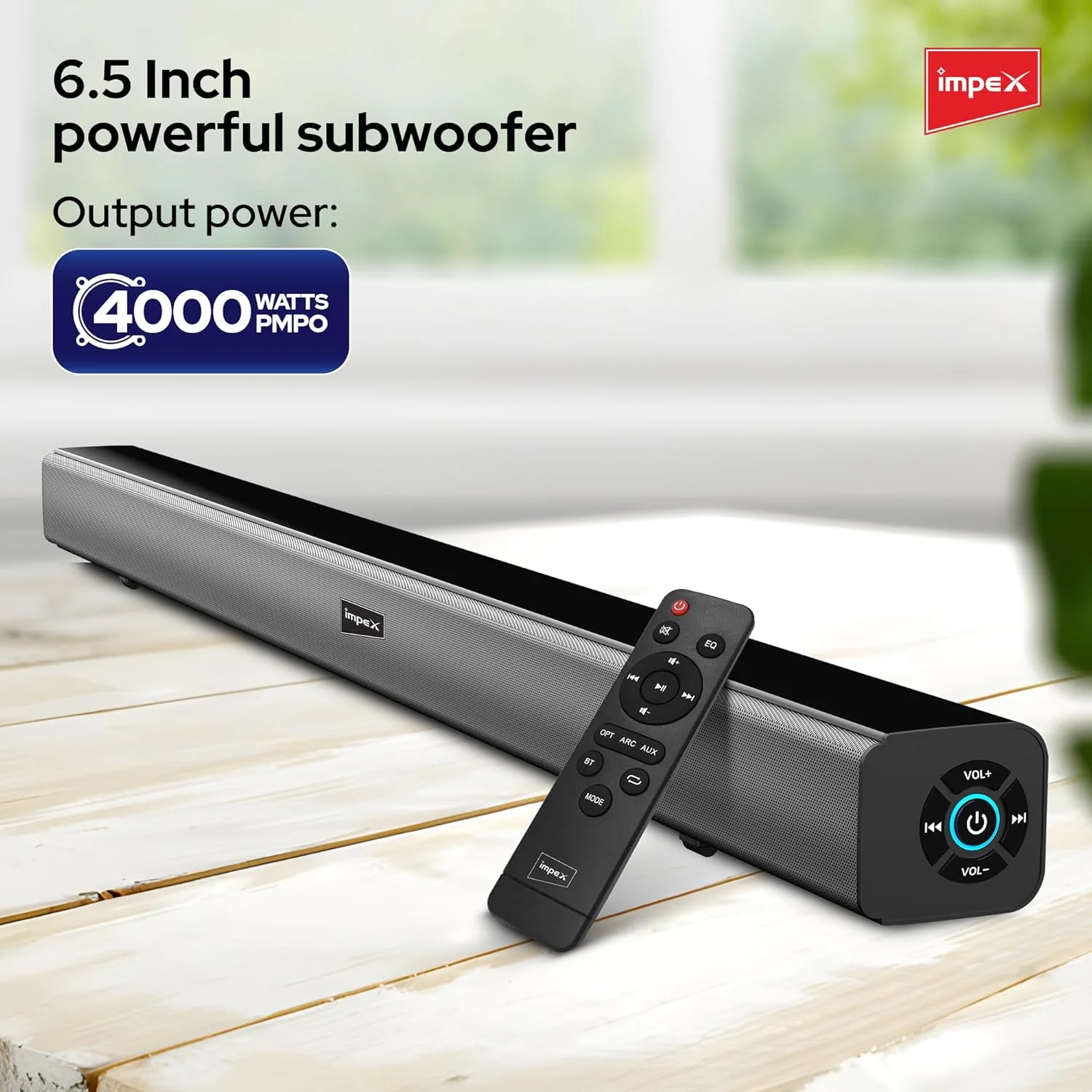 ایمپکس ساندبار 2.0 کاناله 30 وات، همراه با ریموت کنترل، نمایشگر LED، ساندبار صدای شفاف، اسپیکر بلوتوث هوشمند برای تلویزیون، بلوتوث، USB، HDMI، AUX، اپتیکال - SB 1401 ایمپکس ساندبار 2.0 کاناله 30 وات، همراه با ریموت کنترل، نمایشگر LED، ساندبار صدای شفاف، اسپیکر بلوتوث هوشمند برای تلویزیون، بلوتوث، USB، HDMI، AUX، اپتیکال - SB 1401