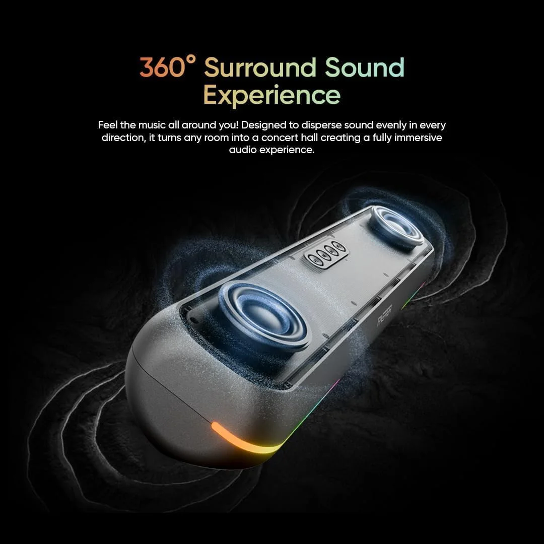 اسپیکر ساندبار Faster Ryzo Z16 - ساندبار بی سیم 16 واتی 415x133x100 میلی متر بلوتوث 5.3 EDR 5 ساعت پخش نور RGB TWS - اسپیکر قابل حمل USB AUX، کارت TF - تماس هندزفری صدای فراگیر 360 درجه (آبی سرمه ای)