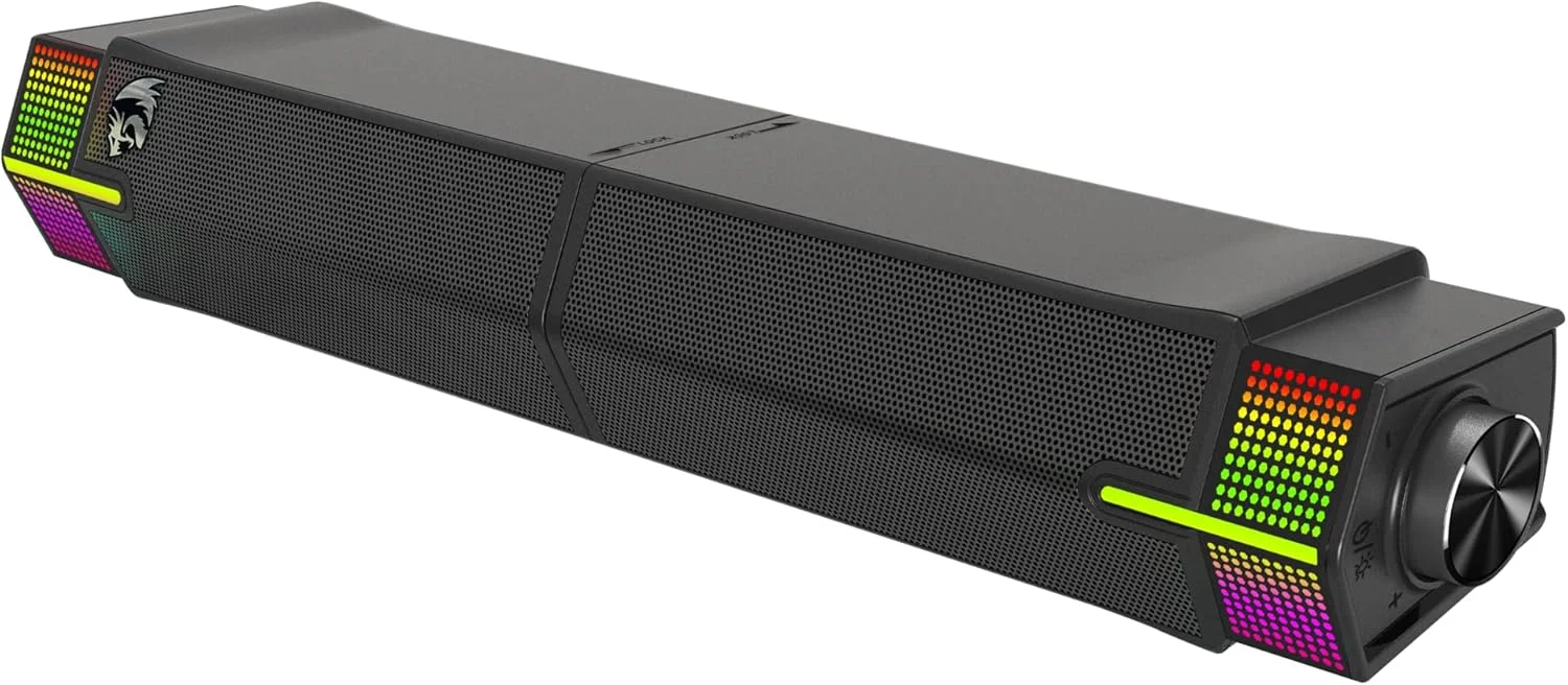 اسپیکر دسکتاپ بی سیم RGB رداگون GS511، ساندبار گیمینگ 2.0 PC با حالت BT 5.3/USB، طراحی دوگانه، صدای استریو غنی و باس، نور پس زمینه RGB و کنترل دکمه ای، تغذیه از طریق USB اسپیکر دسکتاپ بی سیم RGB رداگون GS511، ساندبار گیمینگ 2.0 PC با حالت BT 5.3/USB، طراحی دوگانه، صدای استریو غنی و باس، نور پس زمینه RGB و کنترل دکمه ای، تغذیه از طریق USB