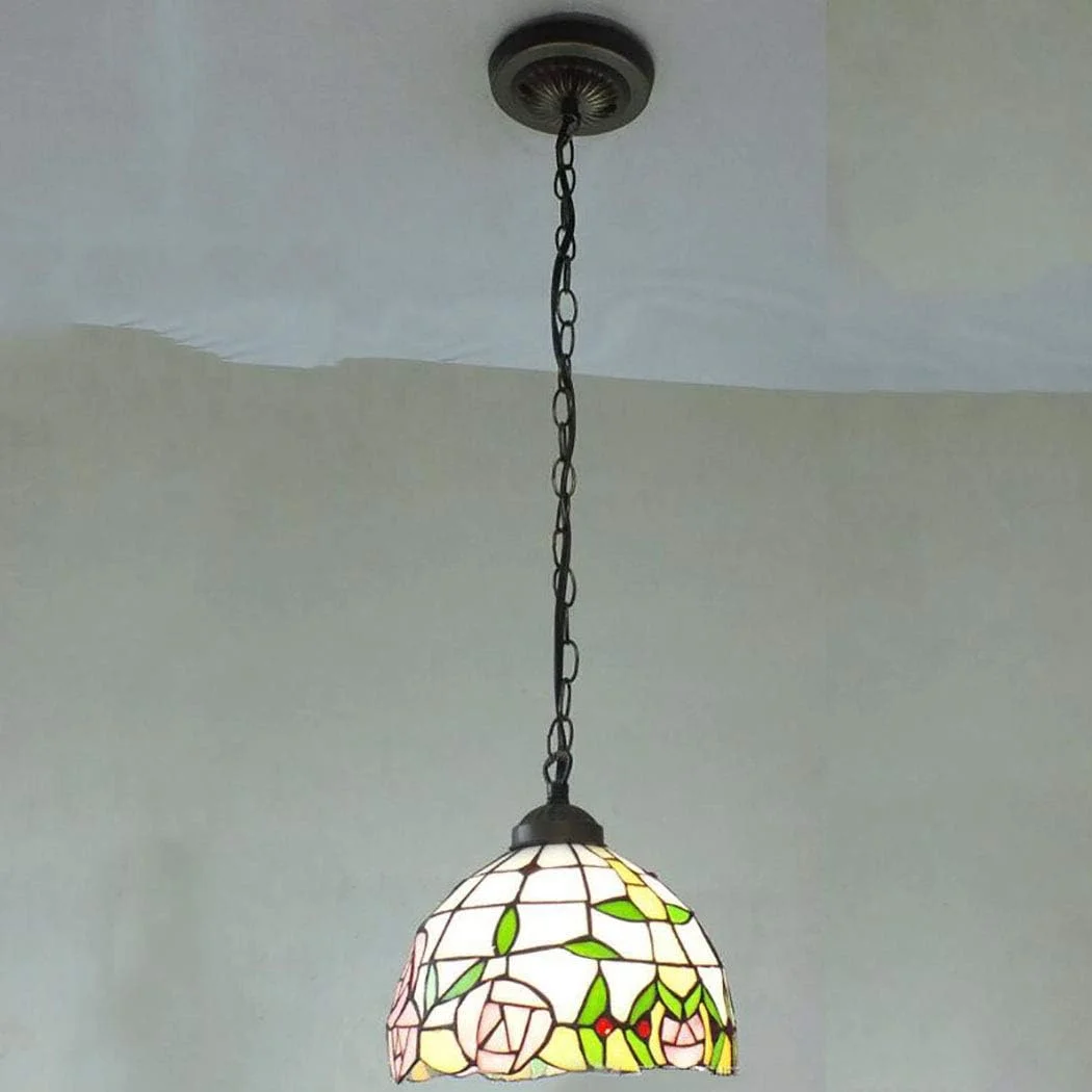 چراغ آویز سقفی تک لامپ به سبک تیفانی ویکتوریایی با سایه 8 اینچی، طراحی گلدار، چراغ آویز عتیقه چند رنگ چراغ آویز سقفی تک لامپ به سبک تیفانی ویکتوریایی با سایه 8 اینچی، طراحی گلدار، چراغ آویز عتیقه چند رنگ