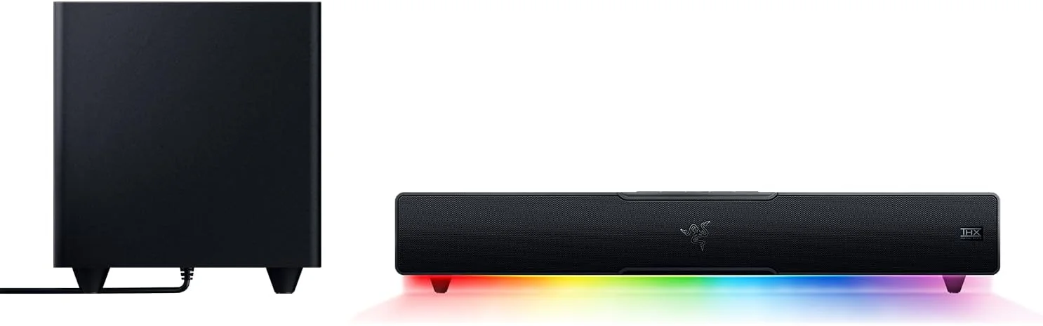 اسپیکر ساندبار گیمینگ ریزر Leviathan V2 با ساب ووفر، صدای فضایی THX، فرم فاکتور رومیزی جمع و جور، ساندبار و ساب ووفر چند درایوره کامپیوتر، بلوتوث 5.2 - مشکی اسپیکر ساندبار گیمینگ ریزر Leviathan V2 با ساب ووفر، صدای فضایی THX، فرم فاکتور رومیزی جمع و جور، ساندبار و ساب ووفر چند درایوره کامپیوتر، بلوتوث 5.2 - مشکی