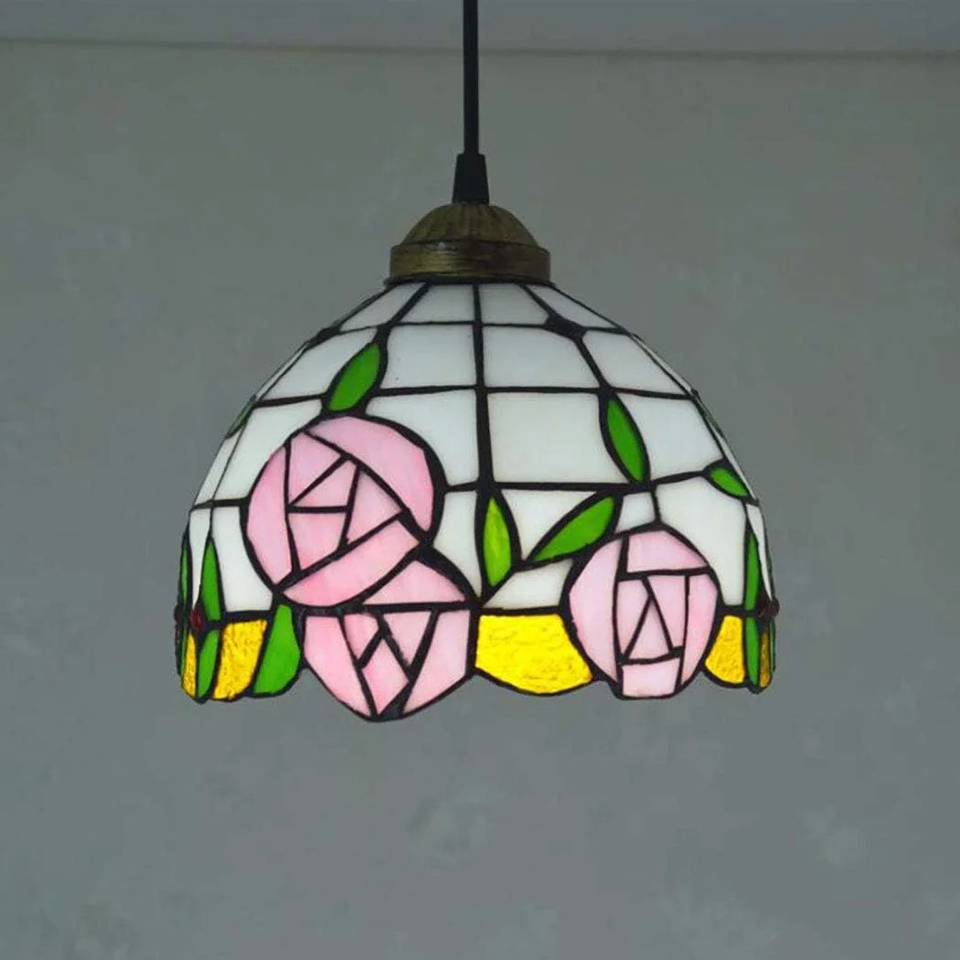 چراغ آویز سقفی تک لامپ به سبک تیفانی ویکتوریایی با سایه 8 اینچی، طراحی گلدار، چراغ آویز عتیقه چند رنگ چراغ آویز سقفی تک لامپ به سبک تیفانی ویکتوریایی با سایه 8 اینچی، طراحی گلدار، چراغ آویز عتیقه چند رنگ