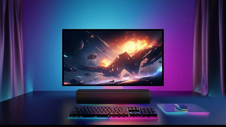 ساندبار گیمینگ کامپکت Creative Sound Blaster GS3 با نورپردازی RGB و فناوری SuperWide، تغذیه از طریق USB، بلوتوث 5.4، خروجی هدفون، برای PC و Mac ساندبار گیمینگ کامپکت Creative Sound Blaster GS3 با نورپردازی RGB و فناوری SuperWide، تغذیه از طریق USB، بلوتوث 5.4، خروجی هدفون، برای PC و Mac