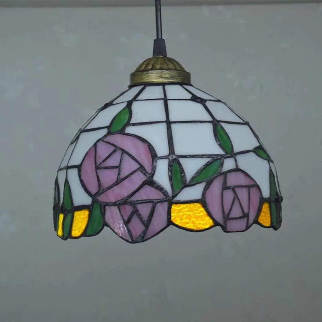 چراغ آویز سقفی تک لامپ به سبک تیفانی ویکتوریایی با سایه 8 اینچی، طراحی گلدار، چراغ آویز عتیقه چند رنگ چراغ آویز سقفی تک لامپ به سبک تیفانی ویکتوریایی با سایه 8 اینچی، طراحی گلدار، چراغ آویز عتیقه چند رنگ