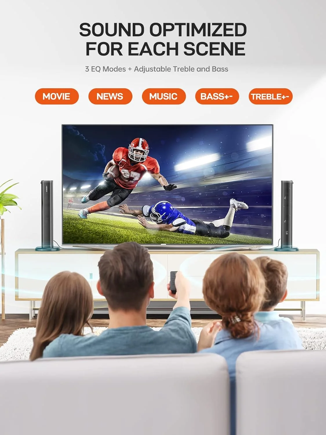 ساندبار گیمینگ کامپیوتر MEVOSTO برای تلویزیون 2.2 کاناله با ساب ووفر داخلی 80 وات 2 در 1 صدای فراگیر جداشدنی HD - ARC/Optical/USB/AUX/BT 3EQ و قابلیت تنظیم Bass/Treble سازگار با دستگاه های گیمینگ قابل نصب روی دیوار