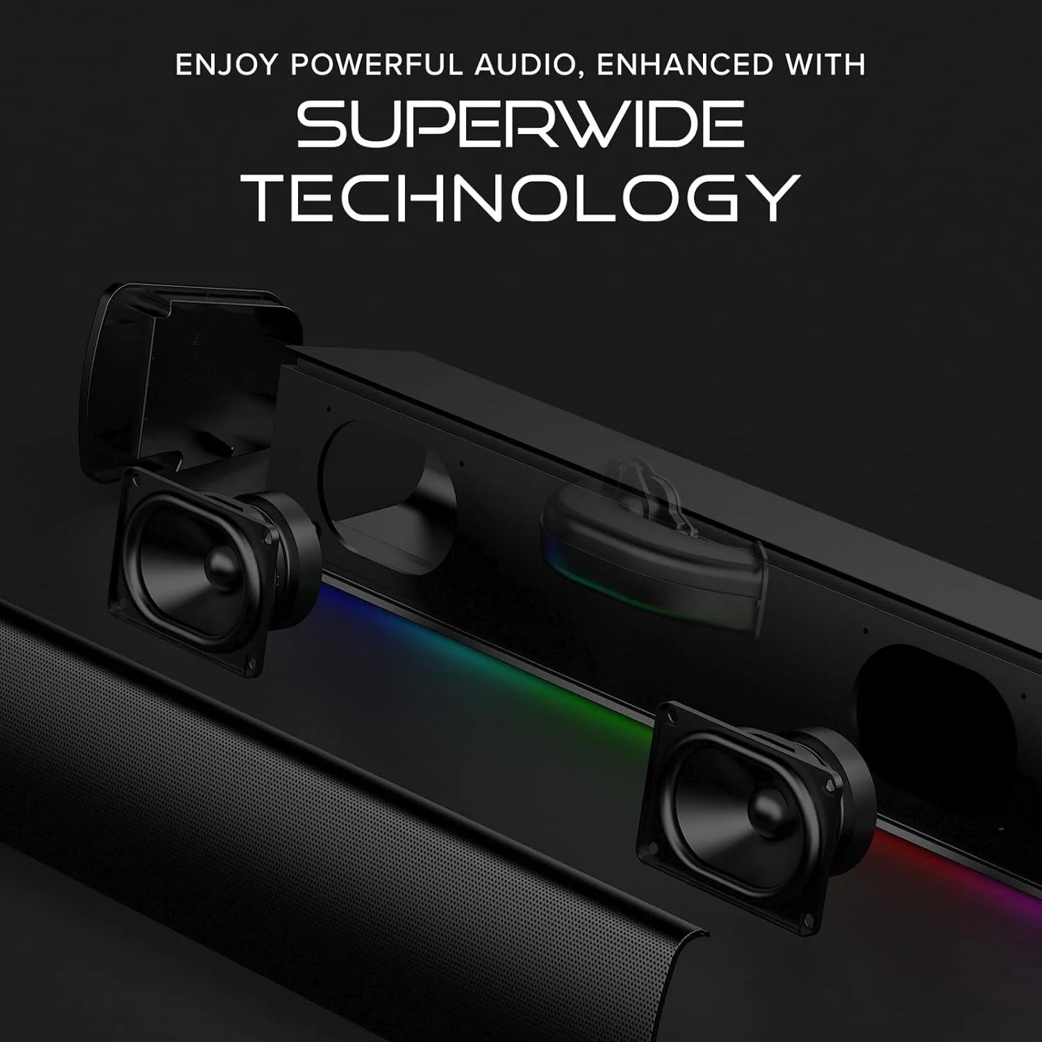ساندبار گیمینگ کامپکت Creative Sound Blaster GS3 با نورپردازی RGB و فناوری SuperWide، تغذیه از طریق USB، بلوتوث 5.4، خروجی هدفون، برای PC و Mac ساندبار گیمینگ کامپکت Creative Sound Blaster GS3 با نورپردازی RGB و فناوری SuperWide، تغذیه از طریق USB، بلوتوث 5.4، خروجی هدفون، برای PC و Mac