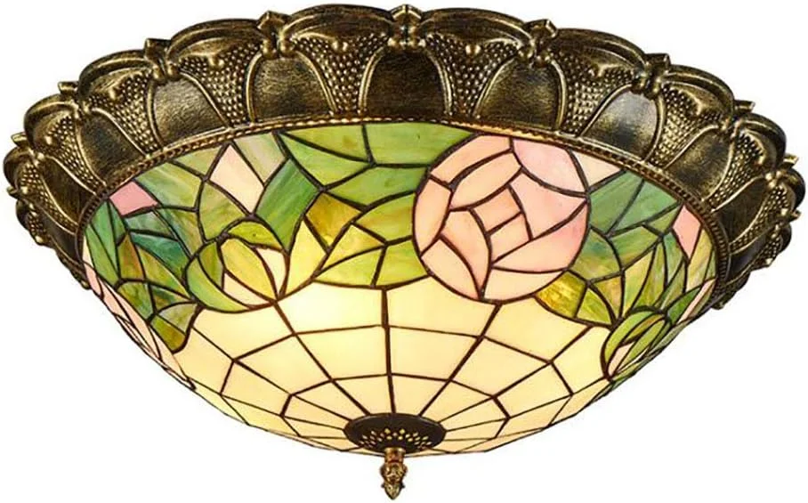 چراغ سقفی نیمه فرورفته تیفانی ویکتوریایی برای آشپزخانه، اتاق غذاخوری، چراغ LED با گل رز و برگ های سبز، آباژور شیشه ای رنگی، چراغ آویز سقفی 16 اینچی، طرح قدیمی، با قابلیت تغییر رنگ در 3 رنگ چراغ سقفی نیمه فرورفته تیفانی ویکتوریایی برای آشپزخانه، اتاق غذاخوری، چراغ LED با گل رز و برگ های سبز، آباژور شیشه ای رنگی، چراغ آویز سقفی 16 اینچی، طرح قدیمی، با قابلیت تغییر رنگ در 3 رنگ