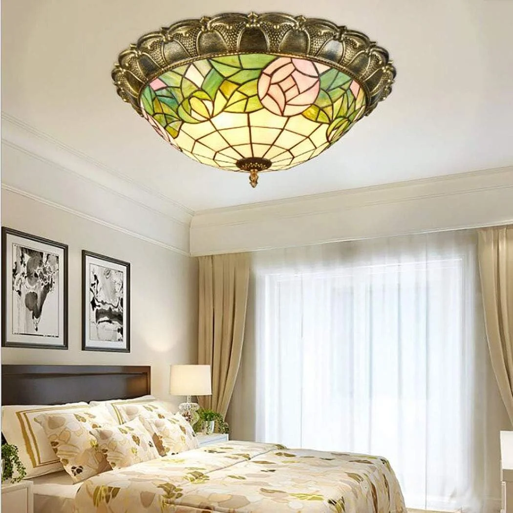 چراغ سقفی نیمه فرورفته تیفانی ویکتوریایی برای آشپزخانه، اتاق غذاخوری، چراغ LED با گل رز و برگ های سبز، آباژور شیشه ای رنگی، چراغ آویز سقفی 16 اینچی، طرح قدیمی، با قابلیت تغییر رنگ در 3 رنگ چراغ سقفی نیمه فرورفته تیفانی ویکتوریایی برای آشپزخانه، اتاق غذاخوری، چراغ LED با گل رز و برگ های سبز، آباژور شیشه ای رنگی، چراغ آویز سقفی 16 اینچی، طرح قدیمی، با قابلیت تغییر رنگ در 3 رنگ