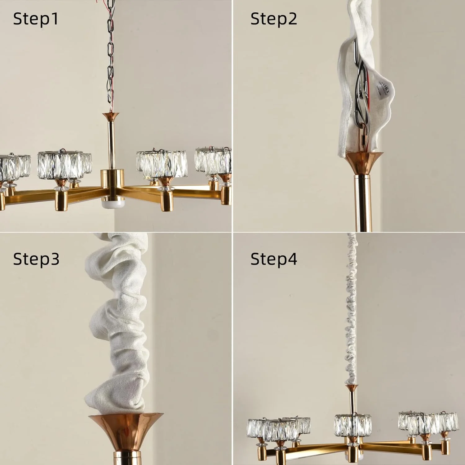 روکش زنجیر لوستر TOUERZO، بسته 2 عددی، مناسب برای سیم برق و روکش زنجیر، طول 1.8 متر، جنس پارچه کتان و لینن، رنگ سفید روکش زنجیر لوستر TOUERZO، بسته 2 عددی، مناسب برای سیم برق و روکش زنجیر، طول 1.8 متر، جنس پارچه کتان و لینن، رنگ سفید