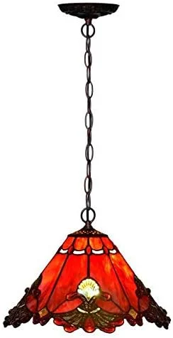 لوستر به سبک تیفانی برای غذاخوری، آویز برگ شیشه ای رنگی به سبک اروپایی پاستورال، مناسب اتاق خواب، راهرو و کریدور لوستر به سبک تیفانی برای غذاخوری، آویز برگ شیشه ای رنگی به سبک اروپایی پاستورال، مناسب اتاق خواب، راهرو و کریدور