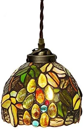 لوستر 7 اینچی به سبک تیفانی، آویز چراغ با شیشه رنگی، روشنایی تزئینی کلاسیک اتاق نشیمن با طرح انگور لوستر 7 اینچی به سبک تیفانی، آویز چراغ با شیشه رنگی، روشنایی تزئینی کلاسیک اتاق نشیمن با طرح انگور