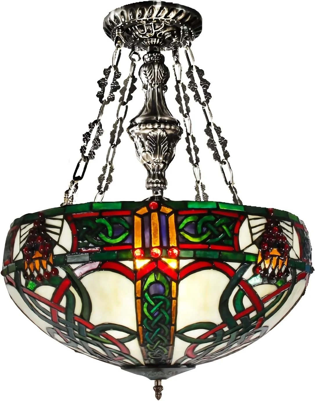 چراغ سقفی به سبک تیفانی، سایه شیشه ای رنگی 16 اینچی، 3 چراغ، آویز LED رمانتیک و قدیمی برای اتاق خواب، اتاق نشیمن، اتاق غذاخوری، B چراغ سقفی به سبک تیفانی، سایه شیشه ای رنگی 16 اینچی، 3 چراغ، آویز LED رمانتیک و قدیمی برای اتاق خواب، اتاق نشیمن، اتاق غذاخوری، B