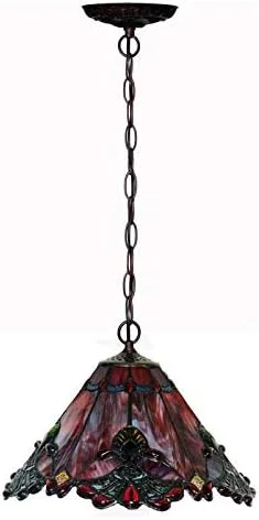 لوستر به سبک تیفانی برای غذاخوری، آویز برگ شیشه ای رنگی به سبک اروپایی پاستورال، مناسب اتاق خواب، راهرو و کریدور لوستر به سبک تیفانی برای غذاخوری، آویز برگ شیشه ای رنگی به سبک اروپایی پاستورال، مناسب اتاق خواب، راهرو و کریدور