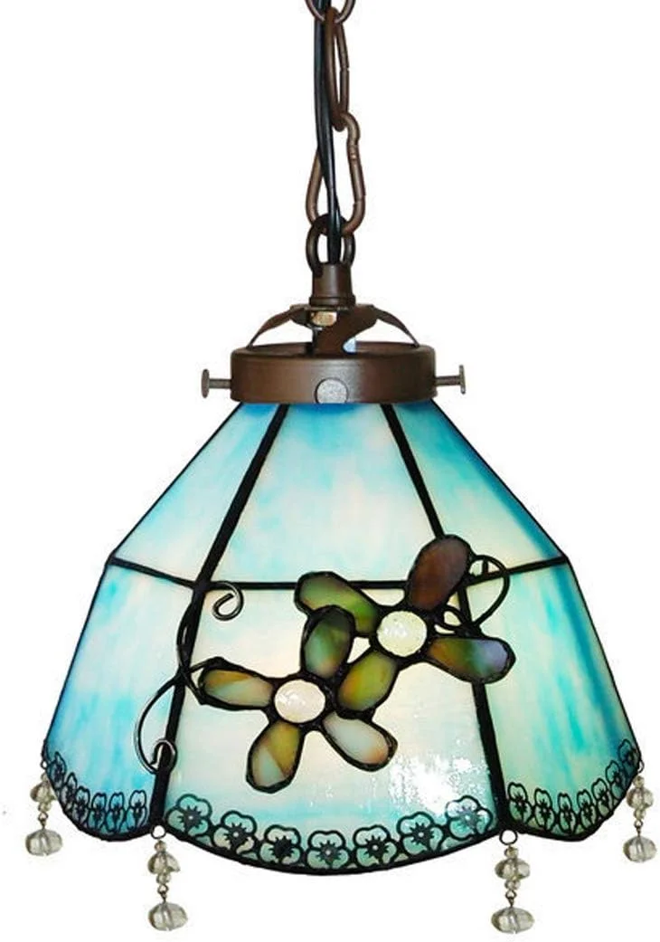 چراغ آویز سقفی شیشه ای طرح تیفانی با سایه بان دست ساز 8 اینچی مناسب اتاق خواب، دفتر کار، رستوران و کافه چراغ آویز سقفی شیشه ای طرح تیفانی با سایه بان دست ساز 8 اینچی مناسب اتاق خواب، دفتر کار، رستوران و کافه