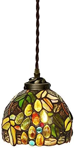 لوستر 7 اینچی به سبک تیفانی، آویز چراغ با شیشه رنگی، روشنایی تزئینی کلاسیک اتاق نشیمن با طرح انگور لوستر 7 اینچی به سبک تیفانی، آویز چراغ با شیشه رنگی، روشنایی تزئینی کلاسیک اتاق نشیمن با طرح انگور