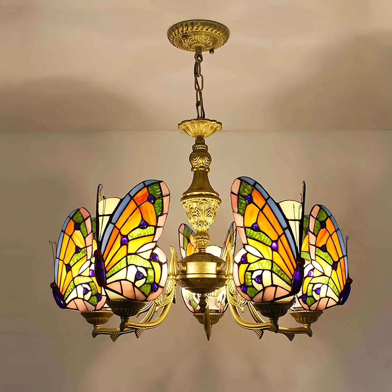 چراغ آویز طرح تیفانی، پروانه شیشه رنگی با آباژور، چراغ های آویز سقفی روستیک برای اتاق خواب، اتاق نشیمن، اتاق غذاخوری، چند رنگ، F چراغ آویز طرح تیفانی، پروانه شیشه رنگی با آباژور، چراغ های آویز سقفی روستیک برای اتاق خواب، اتاق نشیمن، اتاق غذاخوری، چند رنگ، F