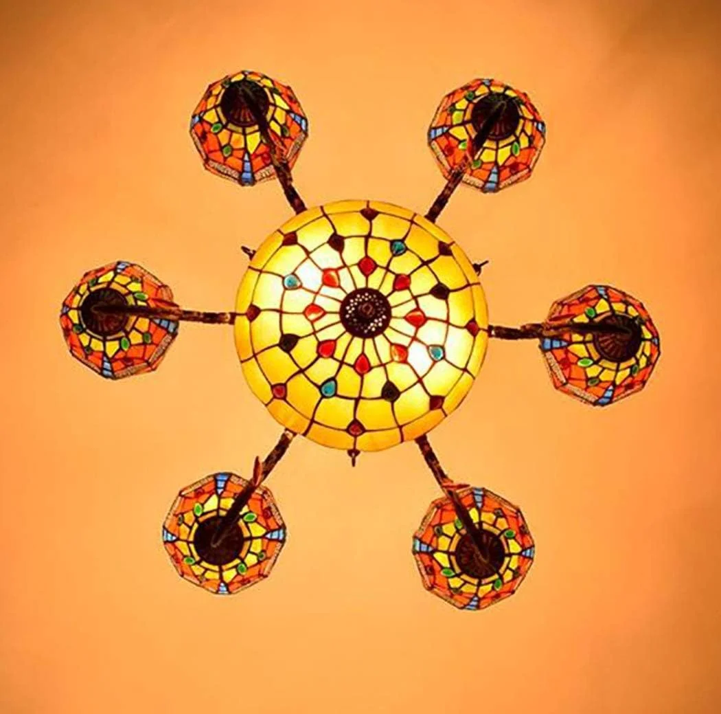 لوستر 6 شاخه به سبک تیفانی ویکتوریایی، چراغ آویز چند سر شیشه ای سنجاقک قرمز اروپایی مناسب برای ویلا، اتاق نشیمن و اتاق غذاخوری لوستر 6 شاخه به سبک تیفانی ویکتوریایی، چراغ آویز چند سر شیشه ای سنجاقک قرمز اروپایی مناسب برای ویلا، اتاق نشیمن و اتاق غذاخوری