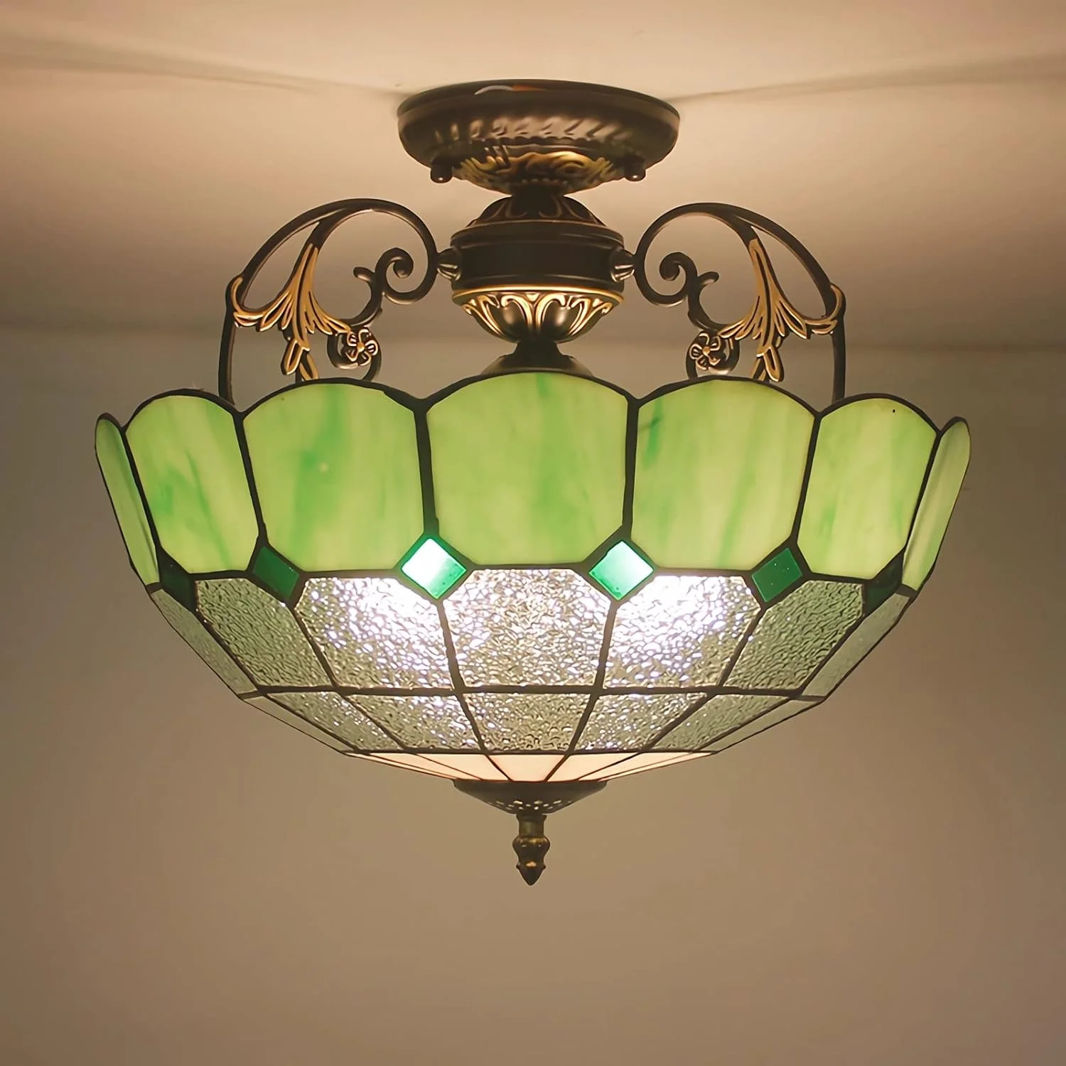 چراغ آویز سقفی شیشه ای رنگی به سبک تیفانی، سبز، مناسب اتاق نشیمن، اتاق خواب، ناهارخوری، آشپزخانه، راهرو، 30 سانتی متر، 40 سانتی متر چراغ آویز سقفی شیشه ای رنگی به سبک تیفانی، سبز، مناسب اتاق نشیمن، اتاق خواب، ناهارخوری، آشپزخانه، راهرو، 30 سانتی متر، 40 سانتی متر