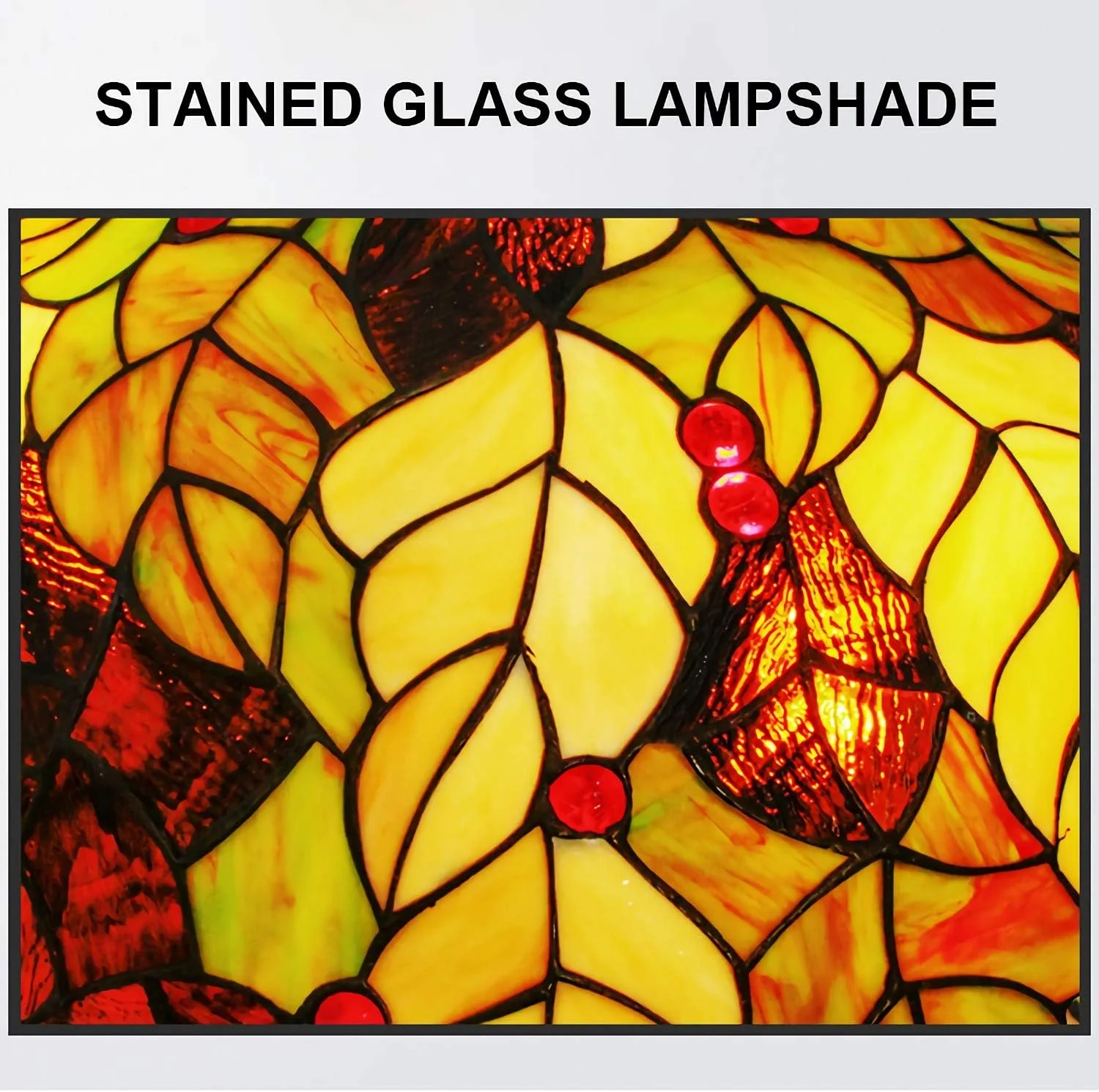 چراغ سقفی طرح تیفانی با برگ های شیشه رنگی، چراغ آویز وینتیج برای اتاق خواب، اتاق نشیمن، سالن غذاخوری، راهرو [کلاس انرژی A ++], A, 40cm