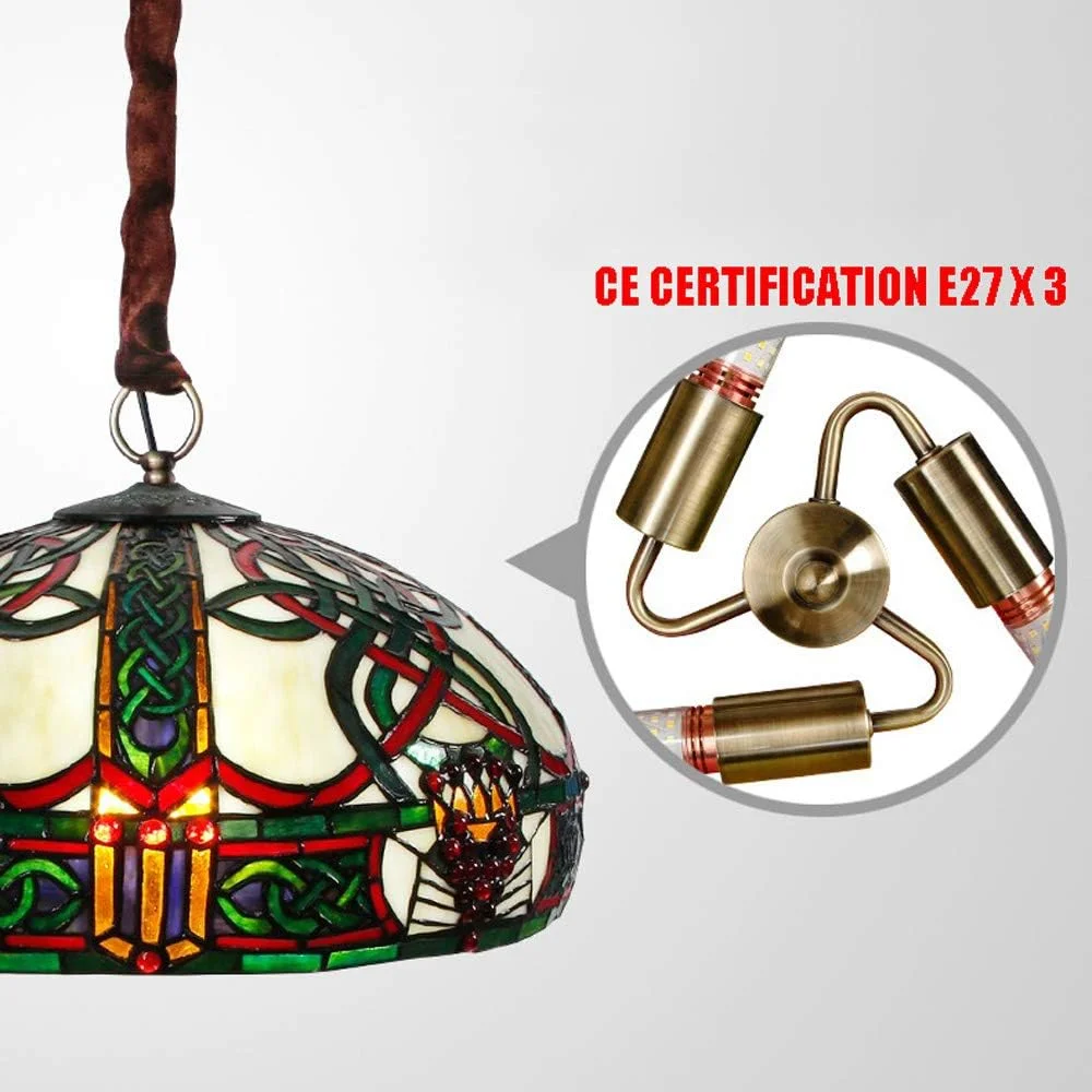 چراغ سقفی به سبک تیفانی، سایه شیشه ای رنگی 16 اینچی، 3 چراغ، آویز LED رمانتیک و قدیمی برای اتاق خواب، اتاق نشیمن، اتاق غذاخوری، A چراغ سقفی به سبک تیفانی، سایه شیشه ای رنگی 16 اینچی، 3 چراغ، آویز LED رمانتیک و قدیمی برای اتاق خواب، اتاق نشیمن، اتاق غذاخوری، A
