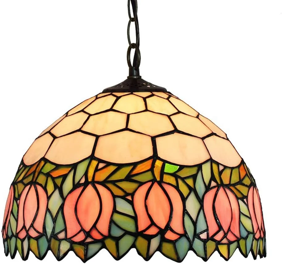 چراغ آویز 30 سانتی متری به سبک تیفانی، چراغ سقفی شیشه ای رنگی، مناسب رستوران، بار، اتاق غذاخوری، کافه و لوستر چراغ آویز 30 سانتی متری به سبک تیفانی، چراغ سقفی شیشه ای رنگی، مناسب رستوران، بار، اتاق غذاخوری، کافه و لوستر