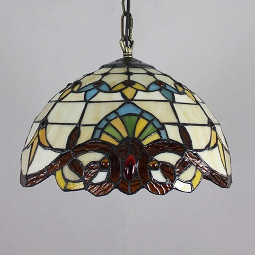 چراغ آویز به سبک تیفانی، چراغ آویز شیشه ای رنگی E27 برای اتاق ناهارخوری، اتاق خواب، اتاق نشیمن 40 وات، C، 16 اینچ، B-12 اینچ چراغ آویز به سبک تیفانی، چراغ آویز شیشه ای رنگی E27 برای اتاق ناهارخوری، اتاق خواب، اتاق نشیمن 40 وات، C، 16 اینچ، B-12 اینچ